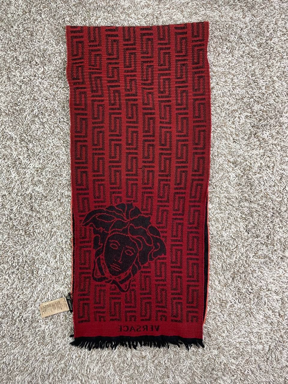 Versace Versace Red Black Wool Reversible Versace Pattern Scarf Size ONE SIZE - 4 Thumbnail
