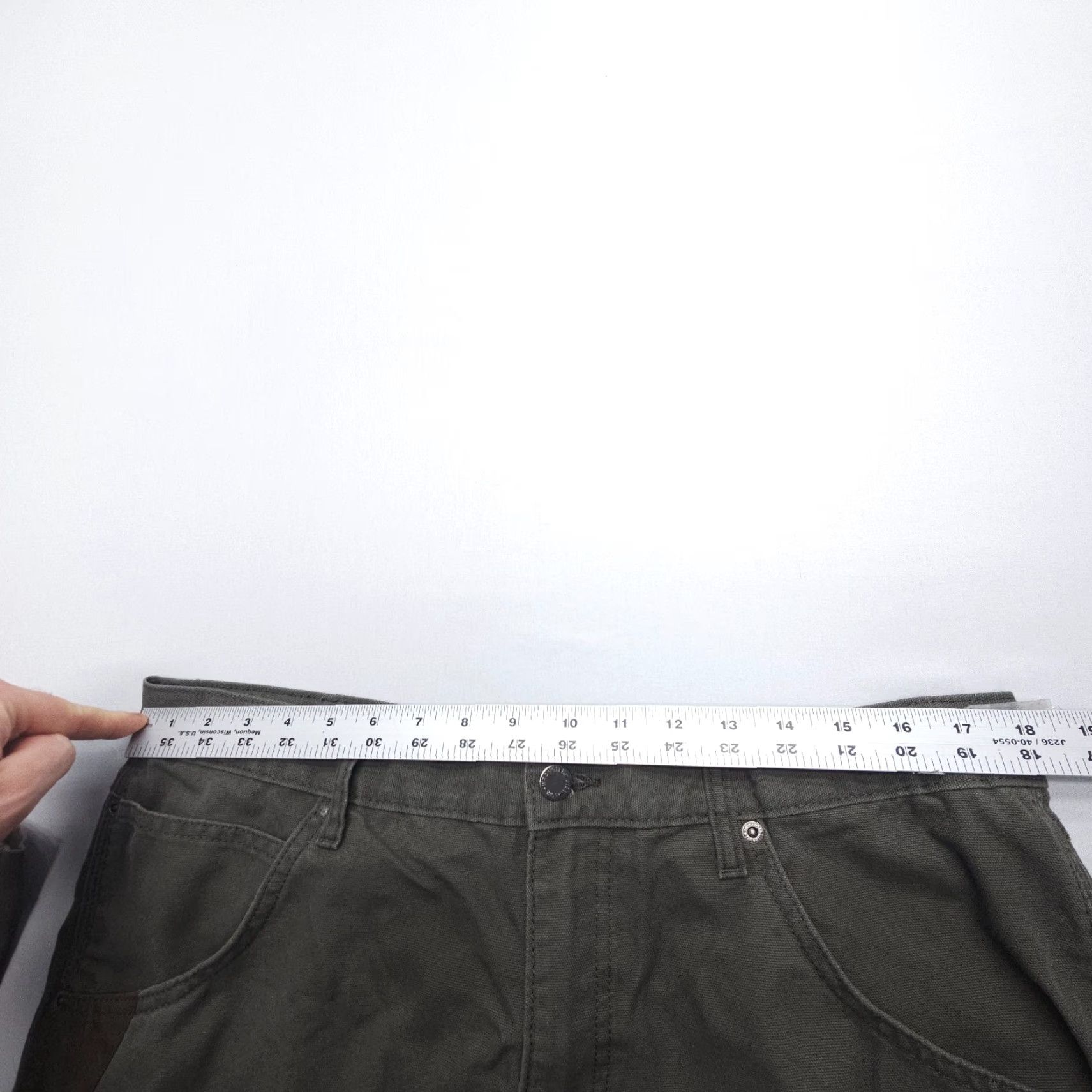 Wrangler Wrangler Pants Mens 36x34 Canvas Carpenter Green Workwear 5-Pocket Denim Style Trousers Regular Straight Size US 36 / EU 52 - 6 Thumbnail