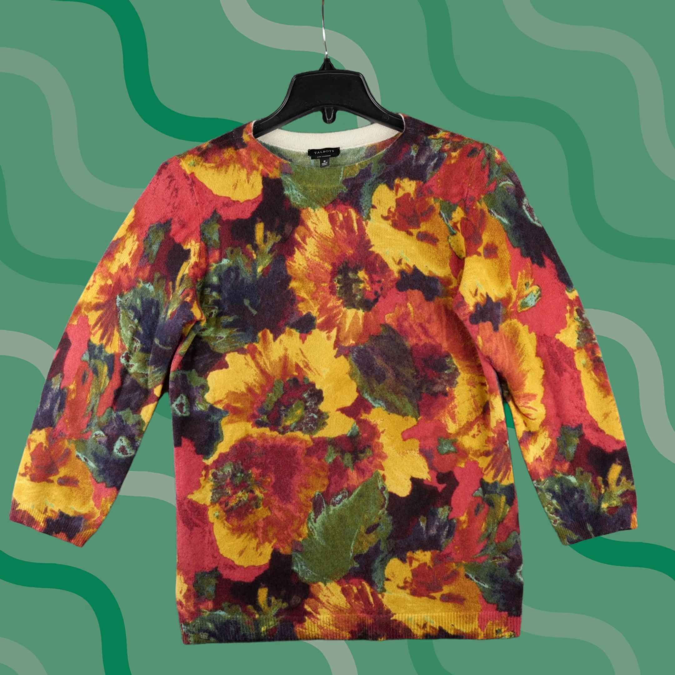Talbots Talbots Sweater Womens M Multicolor Cashmere Floral Print Crewneck Pullover Size M / US 6-8 / IT 42-44 - 1 Thumbnail