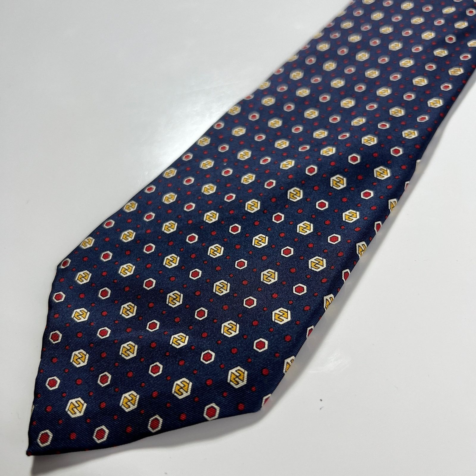 Fendi Fendi Men Made In Italy Tie Blue Red White 100% Silk Necktie Size ONE SIZE - 6 Thumbnail