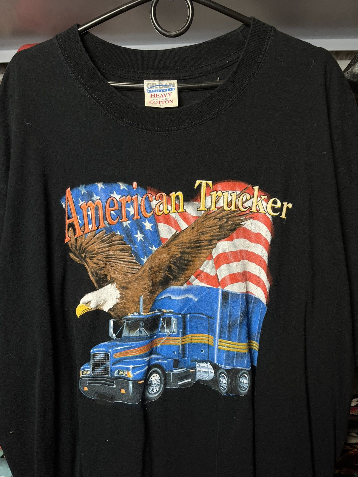 Gildan Vintage American Trucker T-Shirt 90s Flag Trucking Size US XL / EU 56 / 4 - 3 Thumbnail