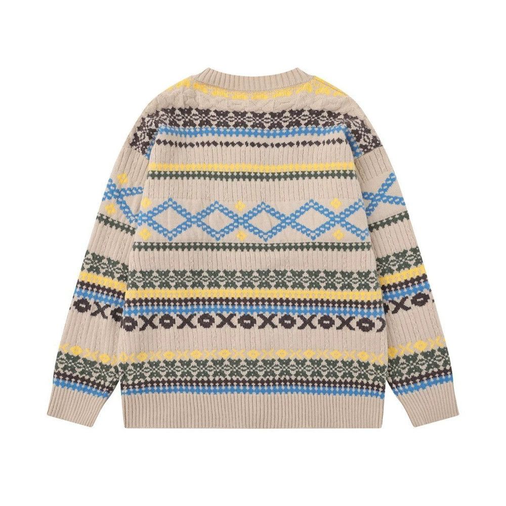 Vintage Men's retro striped round neck knitted cardigan y2k Size US M / EU 48-50 / 2 - 2 Thumbnail