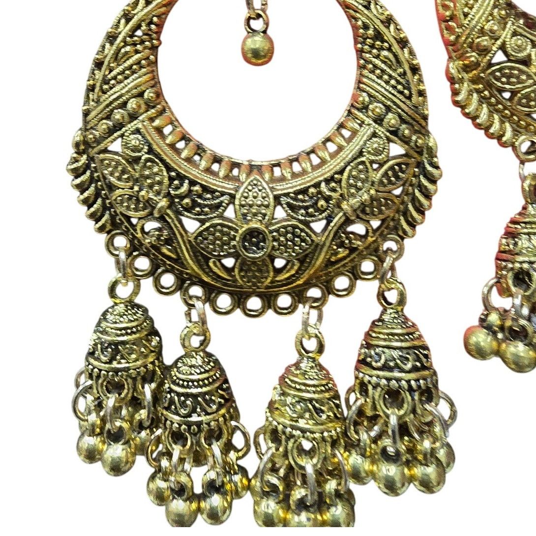 Other Boho Style Antique Gold-tone Earrings, 3 inches Size ONE SIZE - 3 Thumbnail