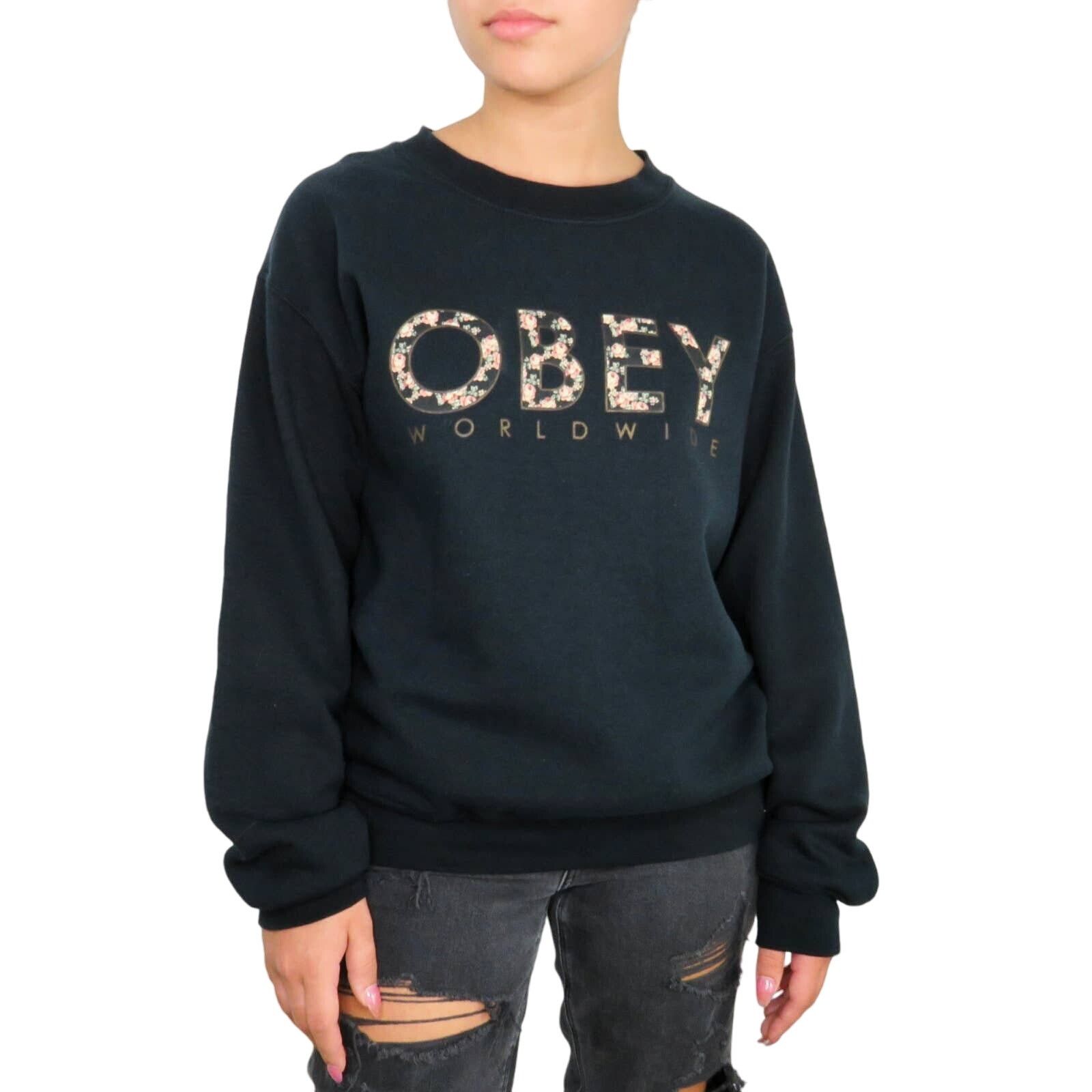 Obey Obey Black Crewneck Pullover Sweatshirt Floral Small Size S / US 4 / IT 40 - 5 Thumbnail