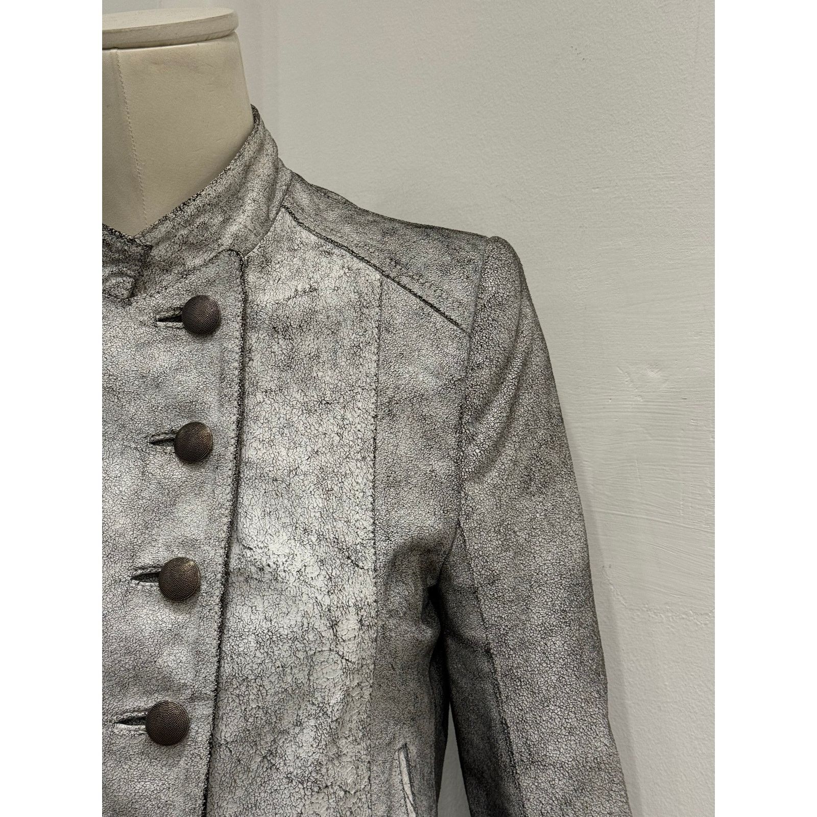 Ann Demeulemeester S/S 2002 Ann Demeulemeester cracked leather Napoleon jacket Size S / US 4 / IT 40 - 8 Thumbnail