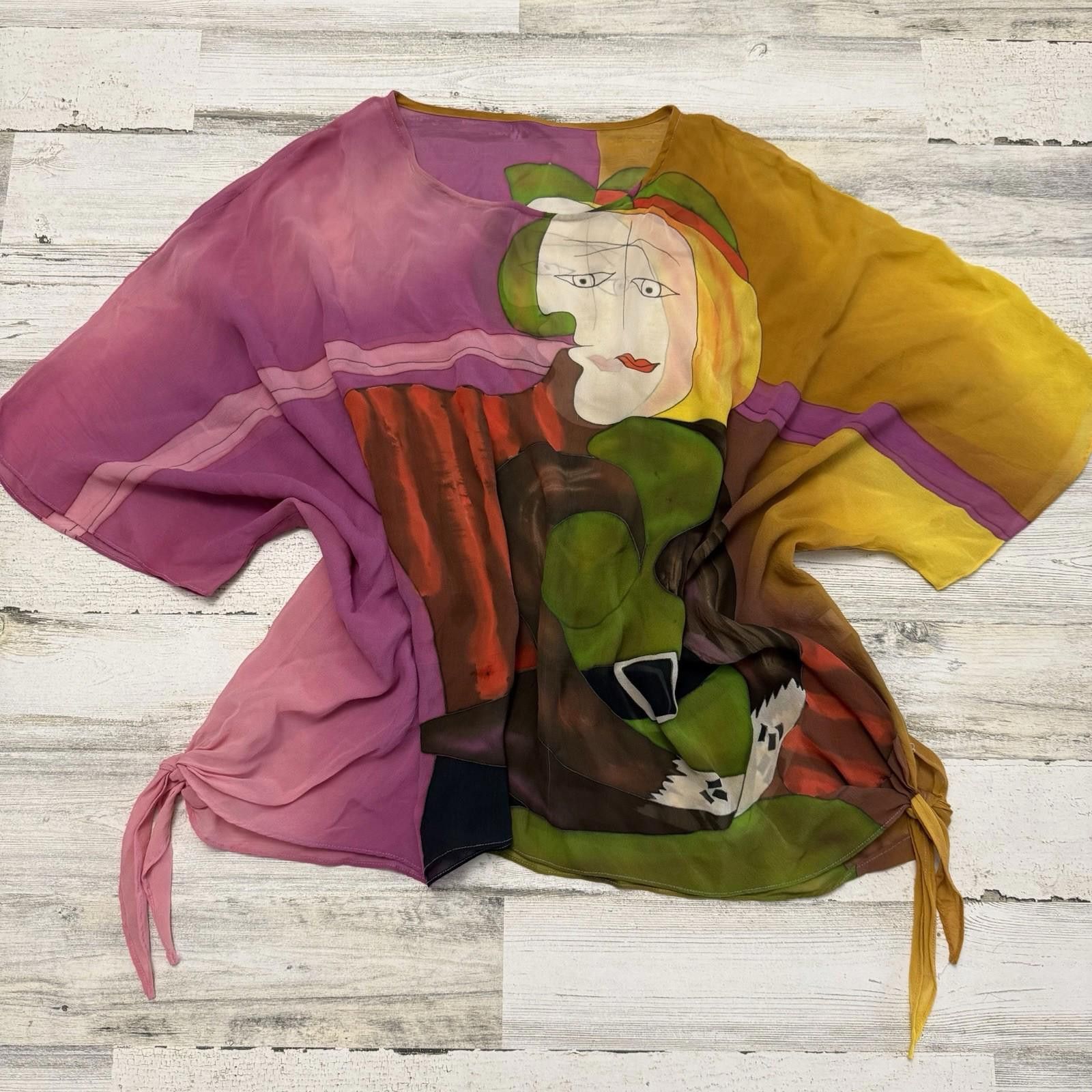 Designer Pablo Picasso Abstract Silk Shirt One Size Size ONE SIZE - 1 Thumbnail