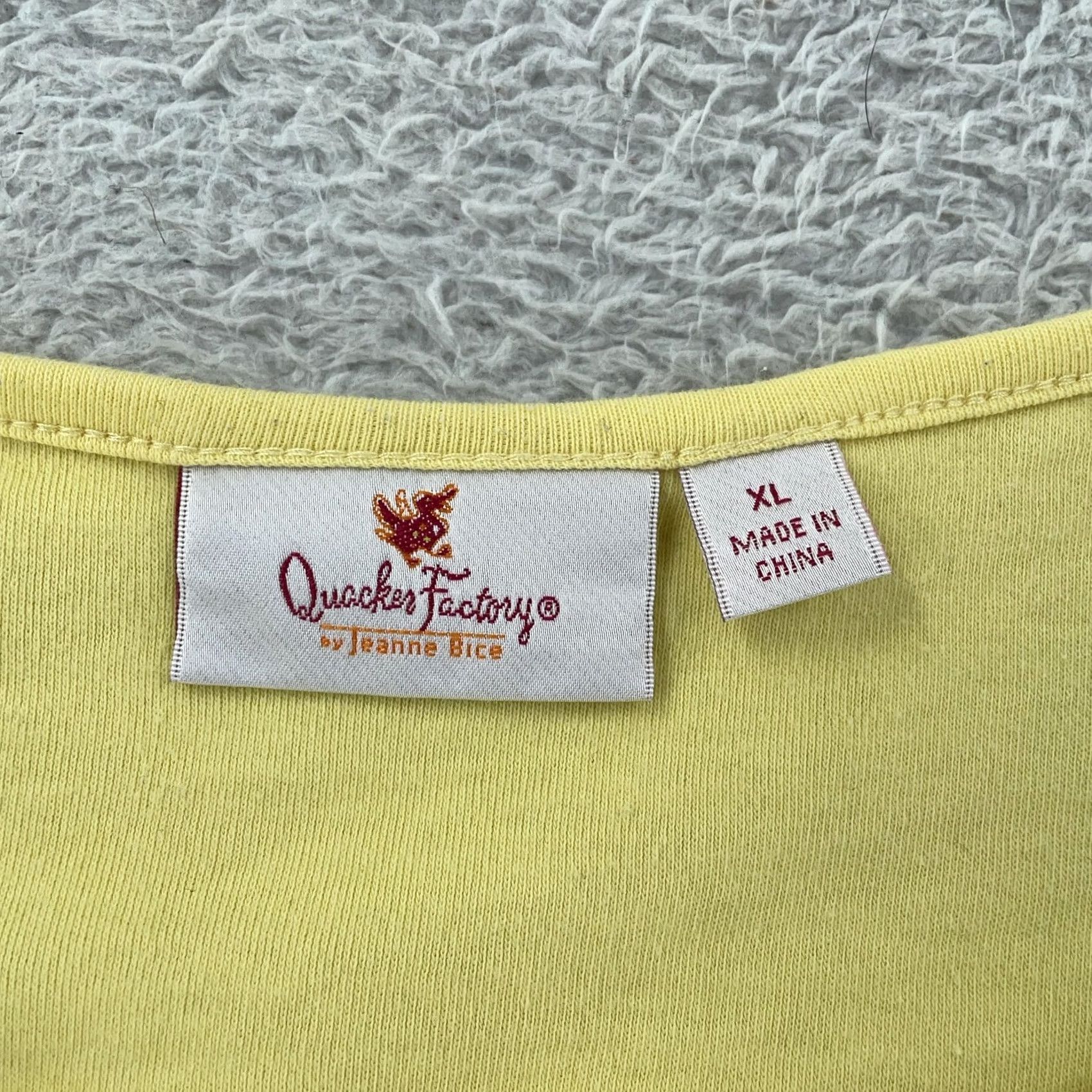 Quacker Factory Quacker Factory Shirt Womens XL Yellow Embellished Keyhole Cutout Scoop Neck Tee Rhinestone Accent Size XL / US 12-14 / IT 48-50 - 8 Thumbnail
