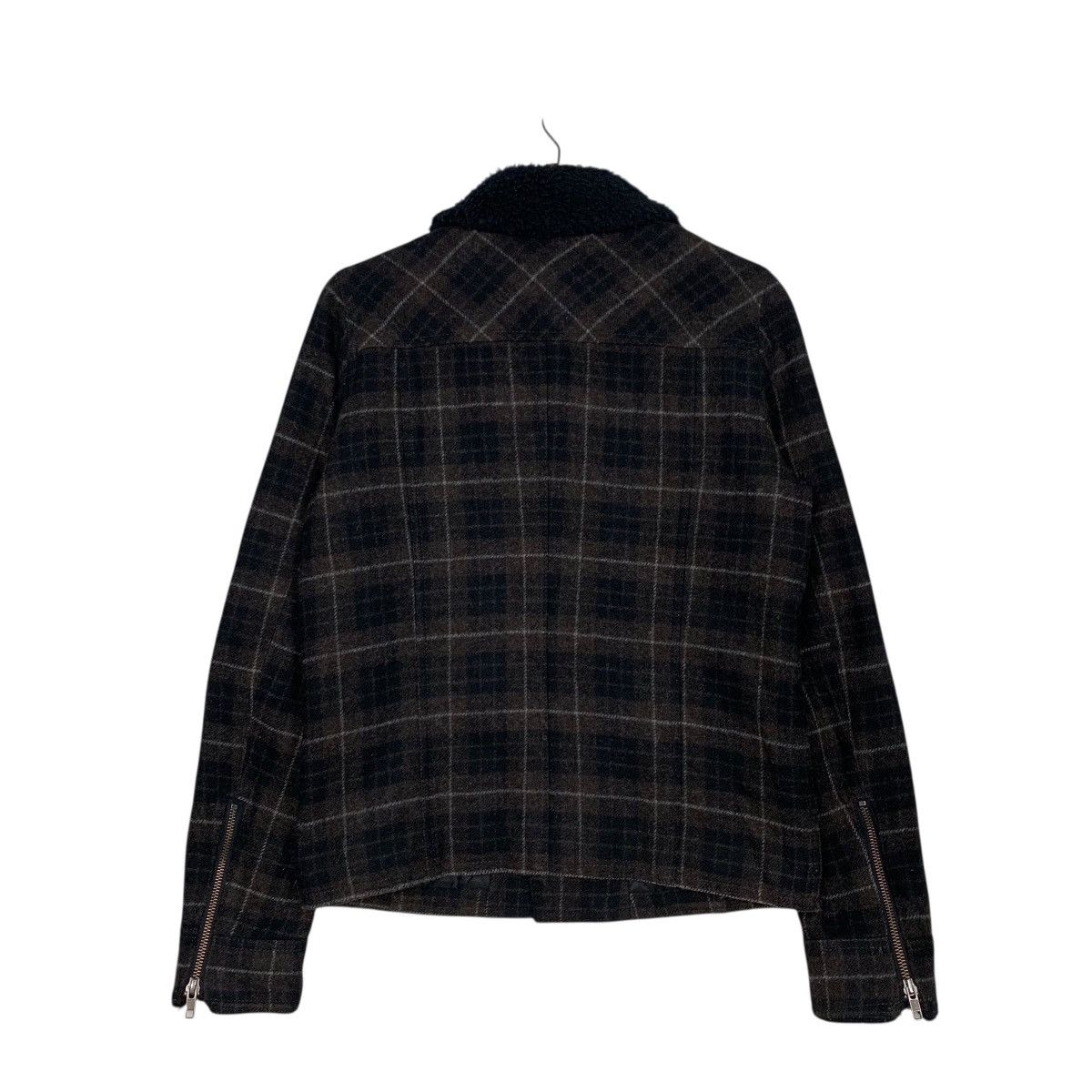 Japanese Brand AS SUPER SONIC Wool Checked Asymmetrical Jacket #2939-C133 Size US M / EU 48-50 / 2 - 17 Thumbnail
