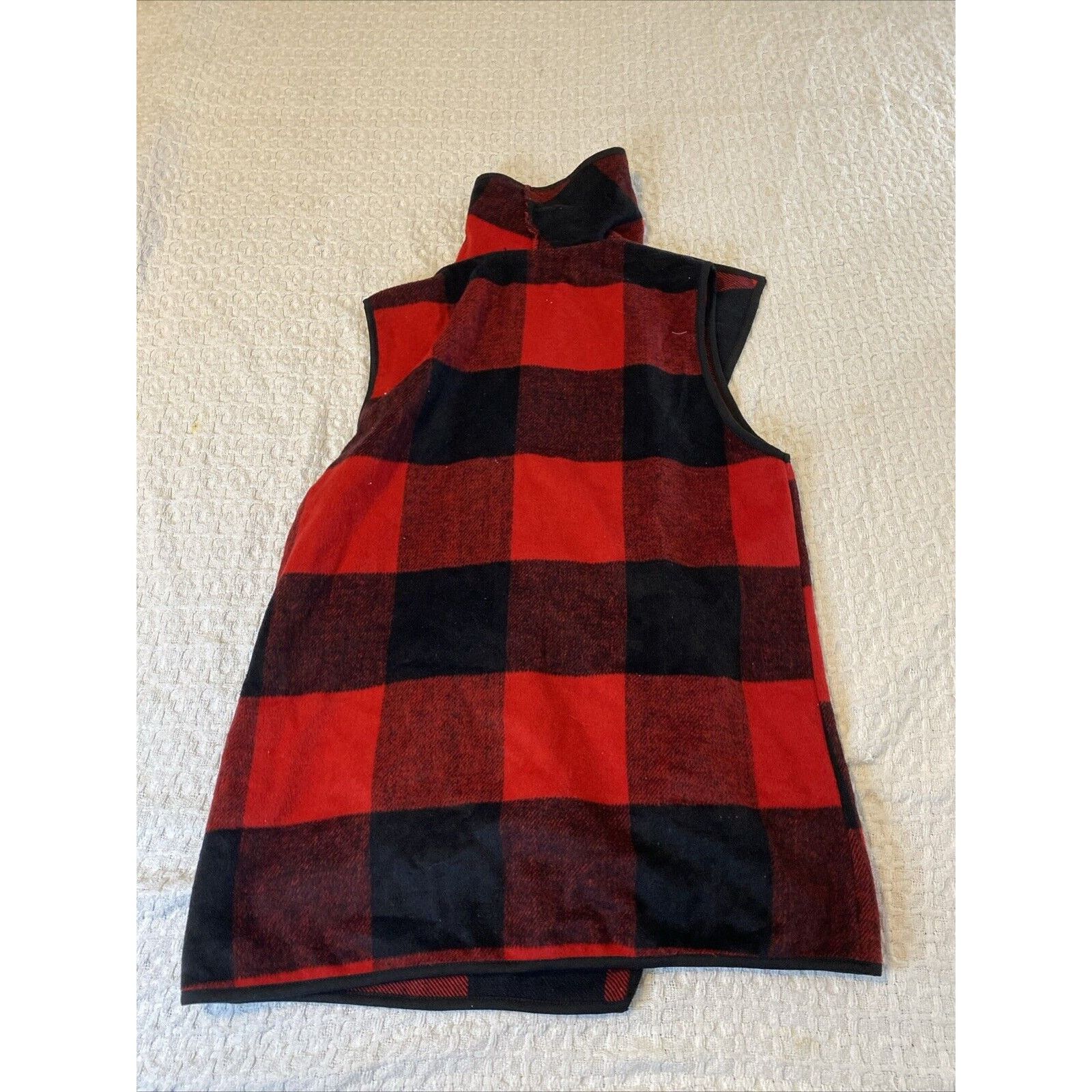 (di)vision Yacun Women Red Buffalo Plaid Sleeveless Cardigan Vest 2XL Size XXL / US 16-18 / IT 52-54 - 7 Thumbnail