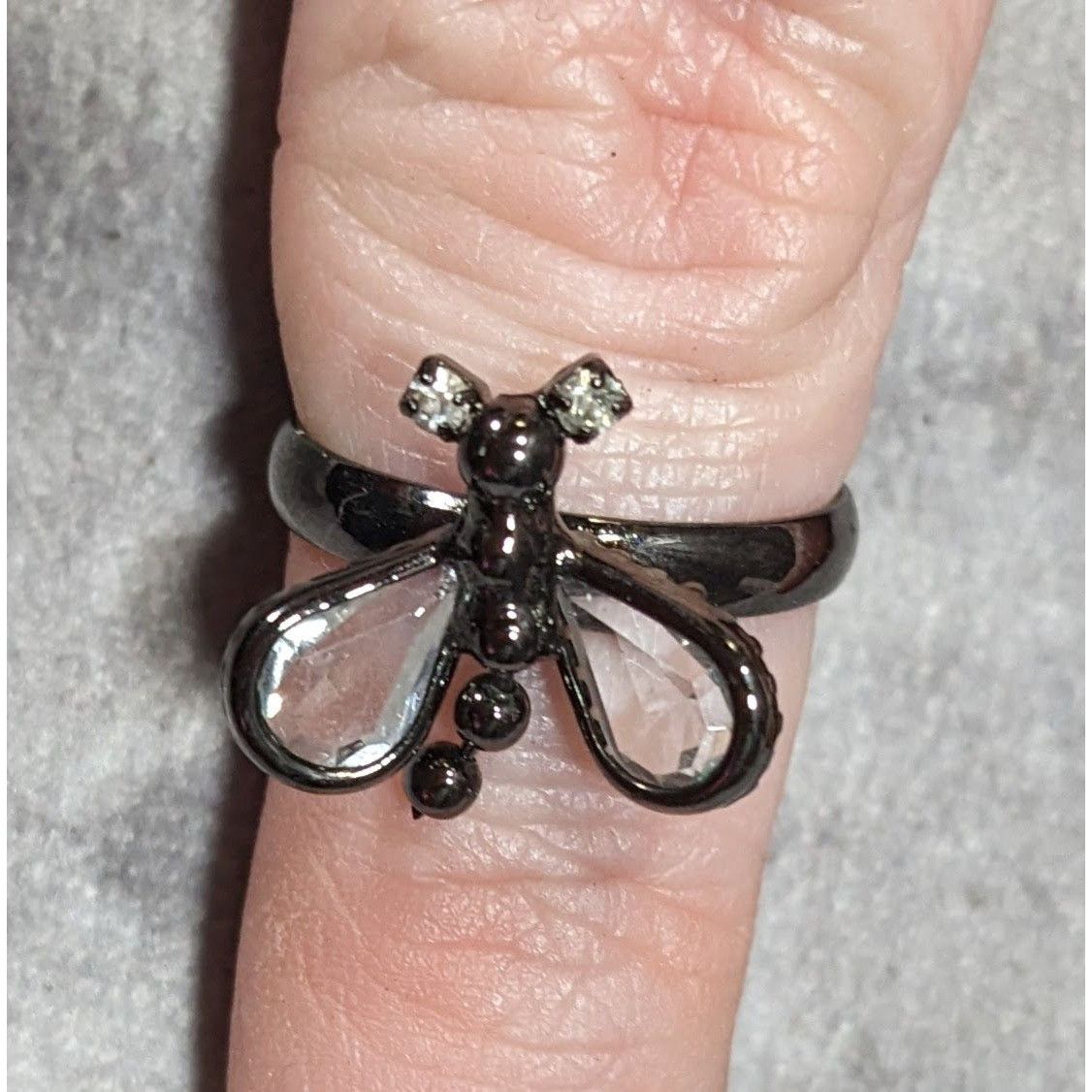 Other Whimsygoth Fairycore Black Dragonfly Adjustable Ring With Cl Size ONE SIZE - 9 Thumbnail