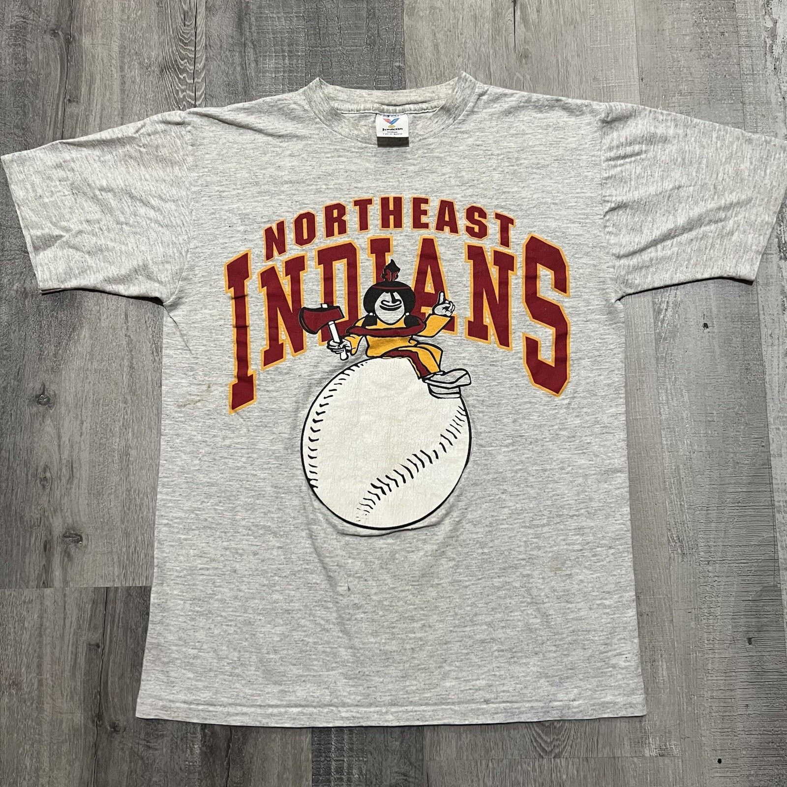 Vintage VTG Northeast Indians Baseball T Shirt 1990s Grey Athletic Size US M / EU 48-50 / 2 - 1 Thumbnail