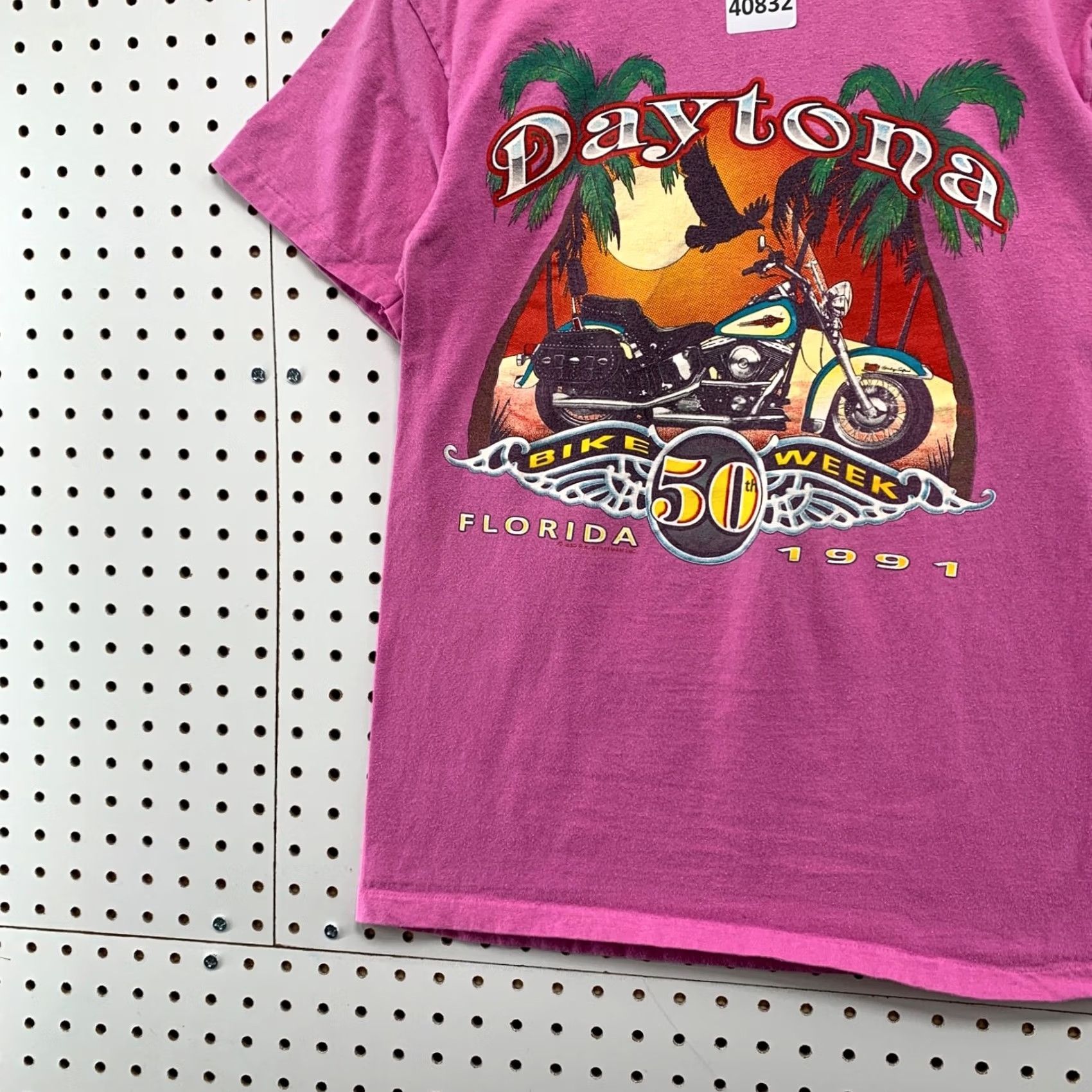 Hanes Vintage 90s Daytona Bike Week Adult M Fits Small Pink Sing Stitch 1991 Florida Size US S / EU 44-46 / 1 - 5 Thumbnail