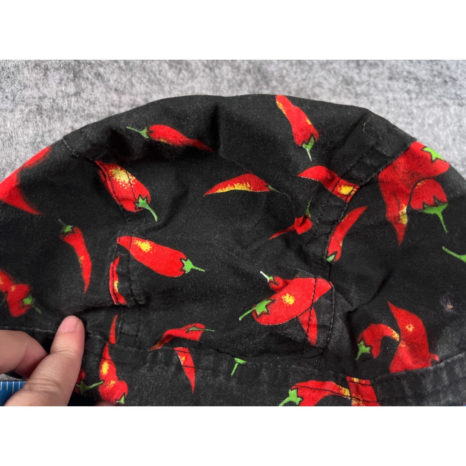 Vintage Flydanna Beanie Hat Knit Cotton Green Red AOP Chile Pepper Scrub Cap Womens Small Size ONE SIZE - 2 Thumbnail