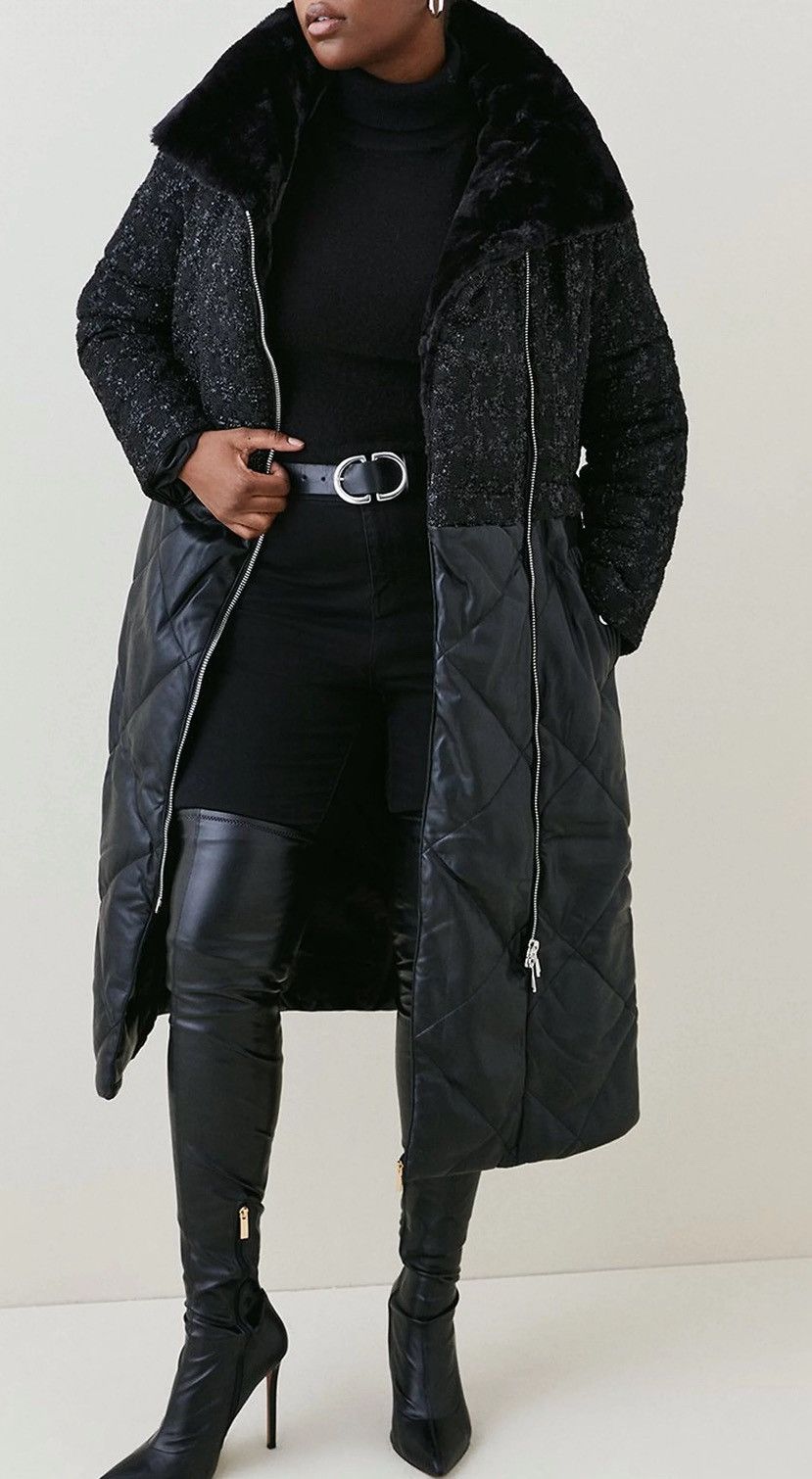 Karen Millen Karen Millen mix longline puffer coat Size L / US 10 / IT 46 - 3 Thumbnail
