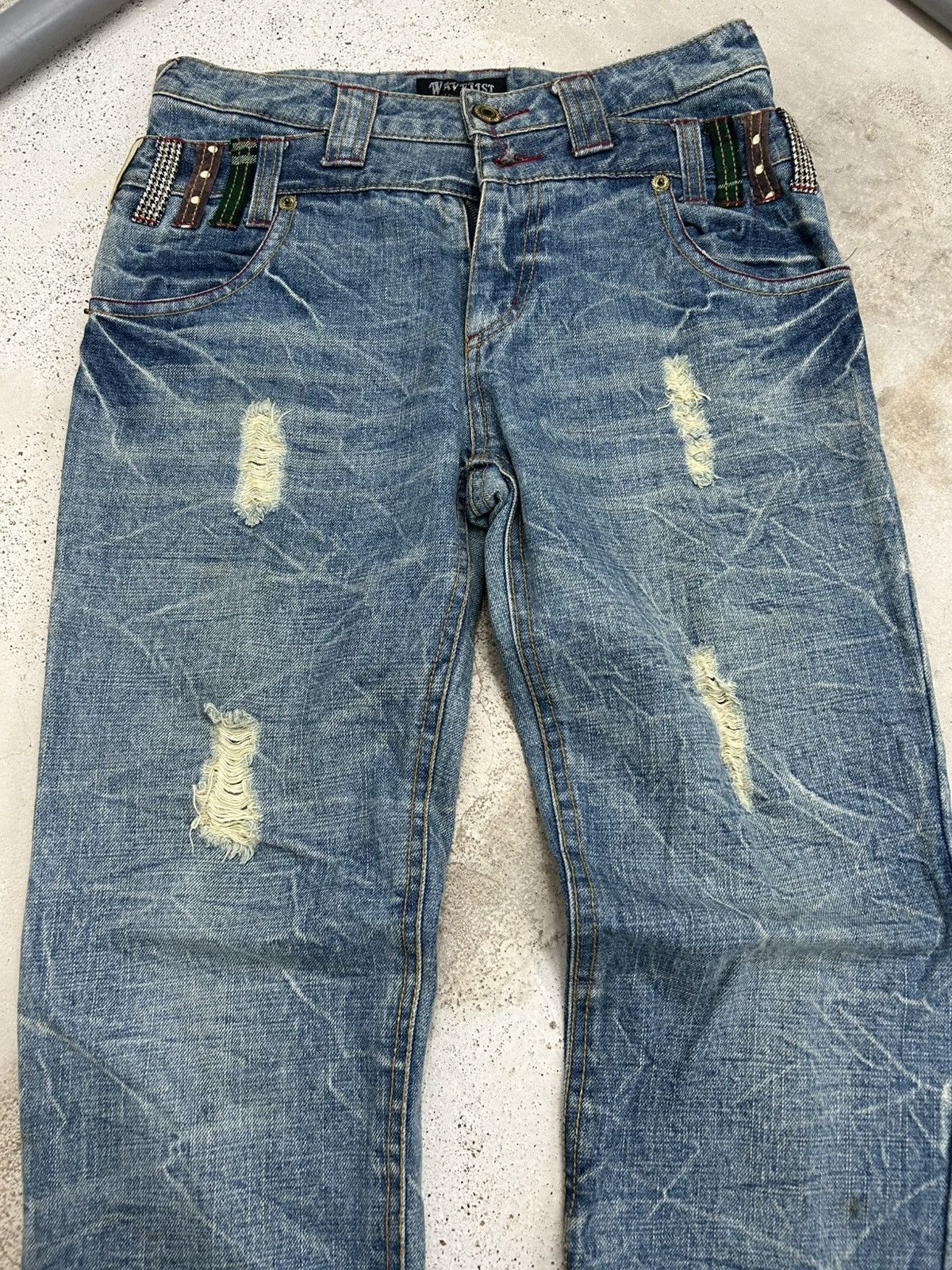 Hysteric Glamour Wave List Double Japan Waist Clawn Marks Cracked Washed Size US 31 - 5 Thumbnail