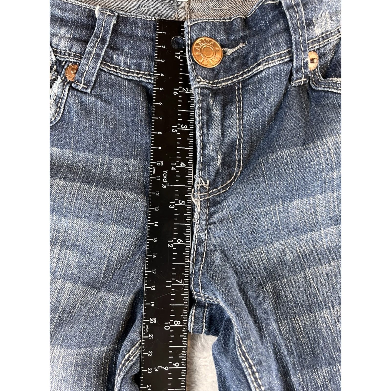 Vintage Ariya Somerset Jeans Western Rock Embroidered Slim Straight Blue Dark Wash Womens 5/6 Jeans Size 27" / US 4 / IT 40 - 6 Thumbnail