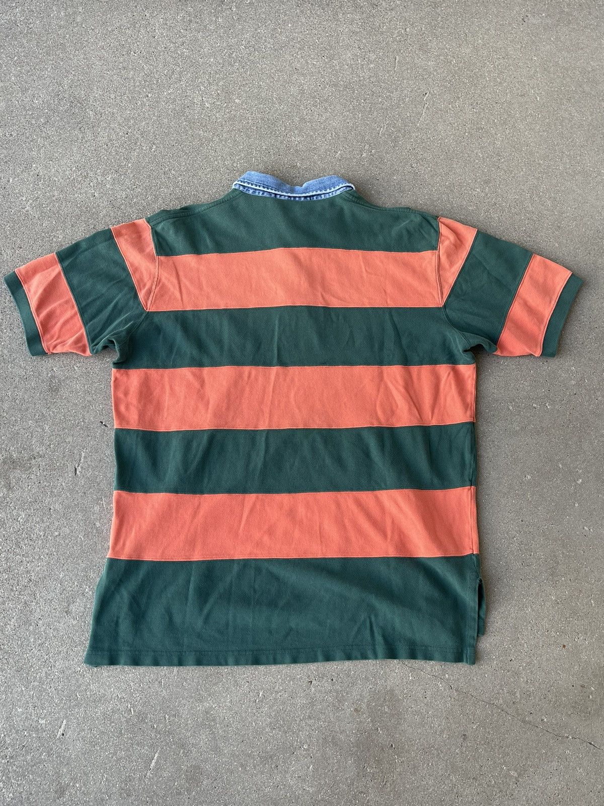 Polo Ralph Lauren × Vintage Vintage Polo by Ralph Lauren Denim Collar Green/Orange Polo Size US XL / EU 56 / 4 - 2 Thumbnail