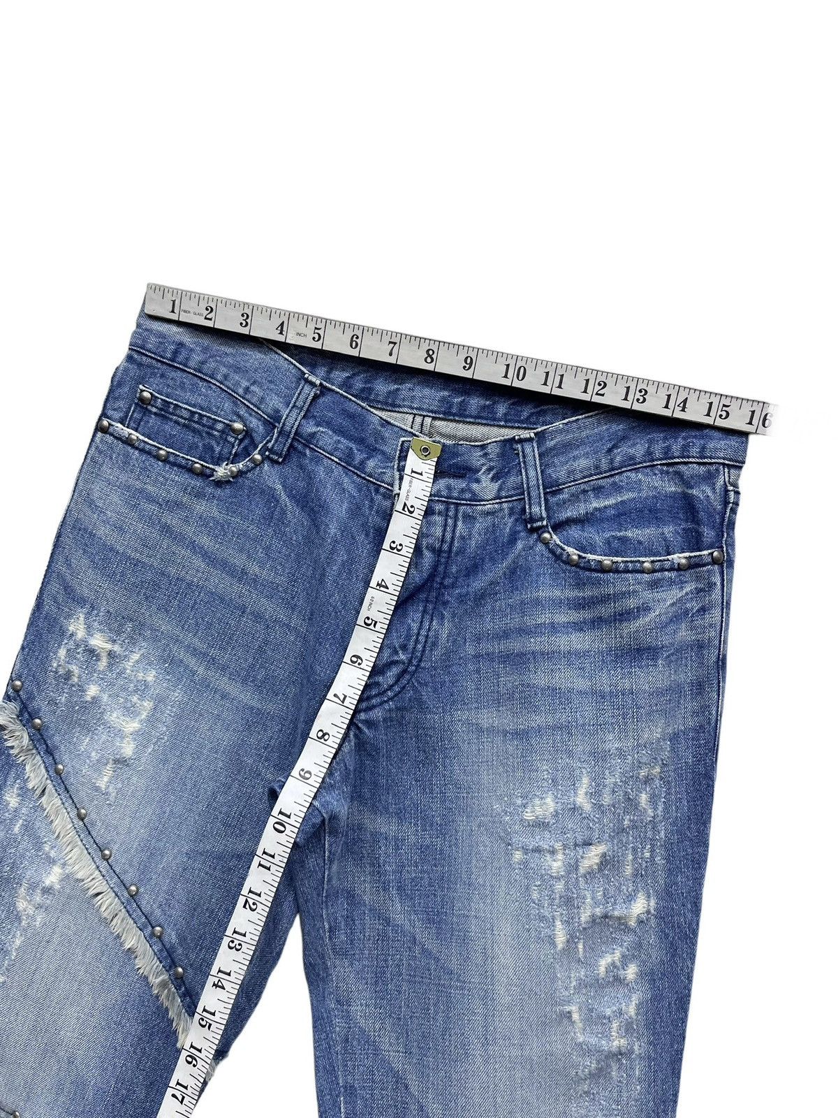 5351 POUR LES HOMMES FYE💥Vtg 5351 HOMMES Distressed Frayed Spliced Studded Flare Size US 31 - 24 Thumbnail