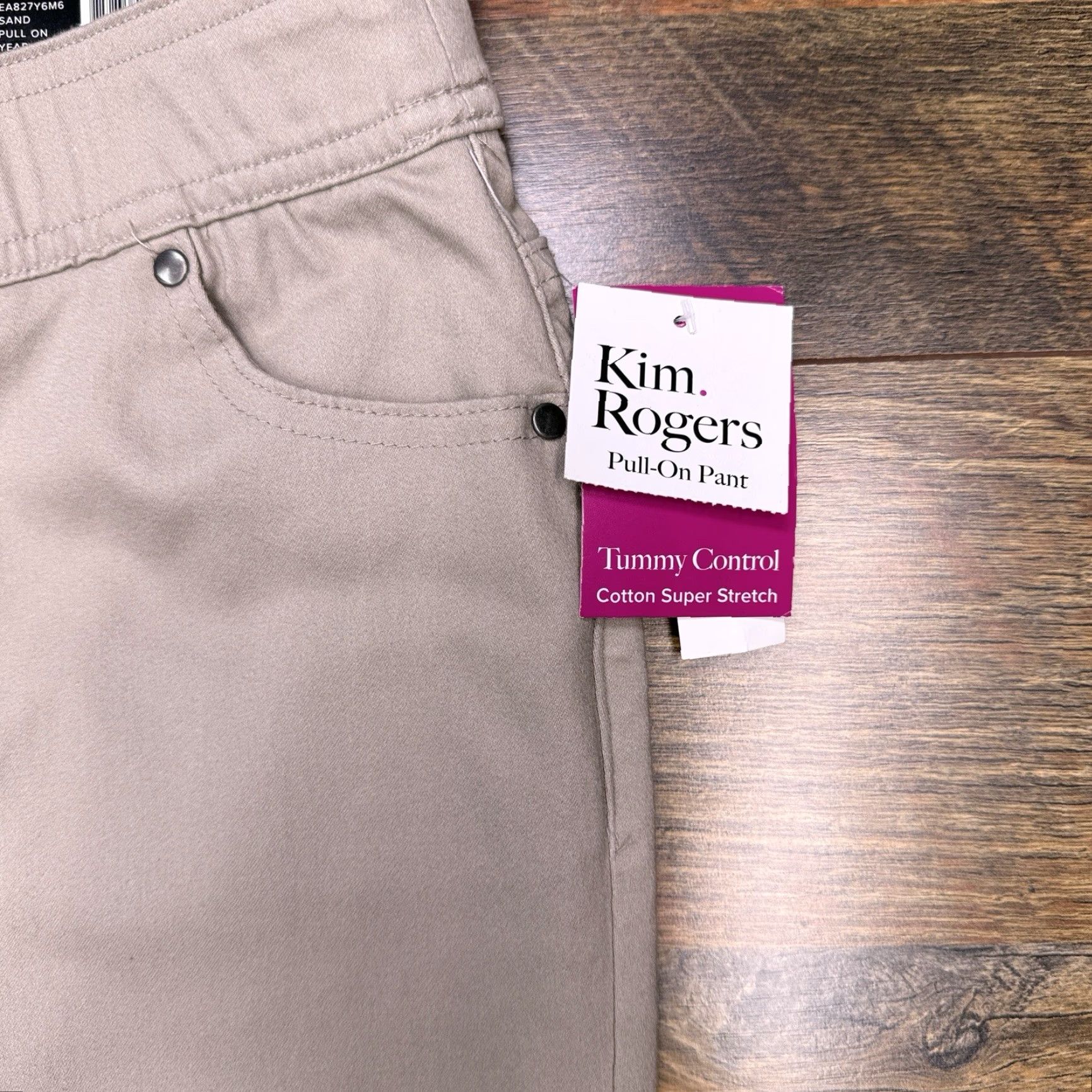 Vintage Kim Rogers Pants Straight Womens 6PS Pull On Stretch Satin Cotton Blend 24.5 Inseam Casual Chino Tummy Control Size 28" / US 6 / IT 42 - 4 Thumbnail