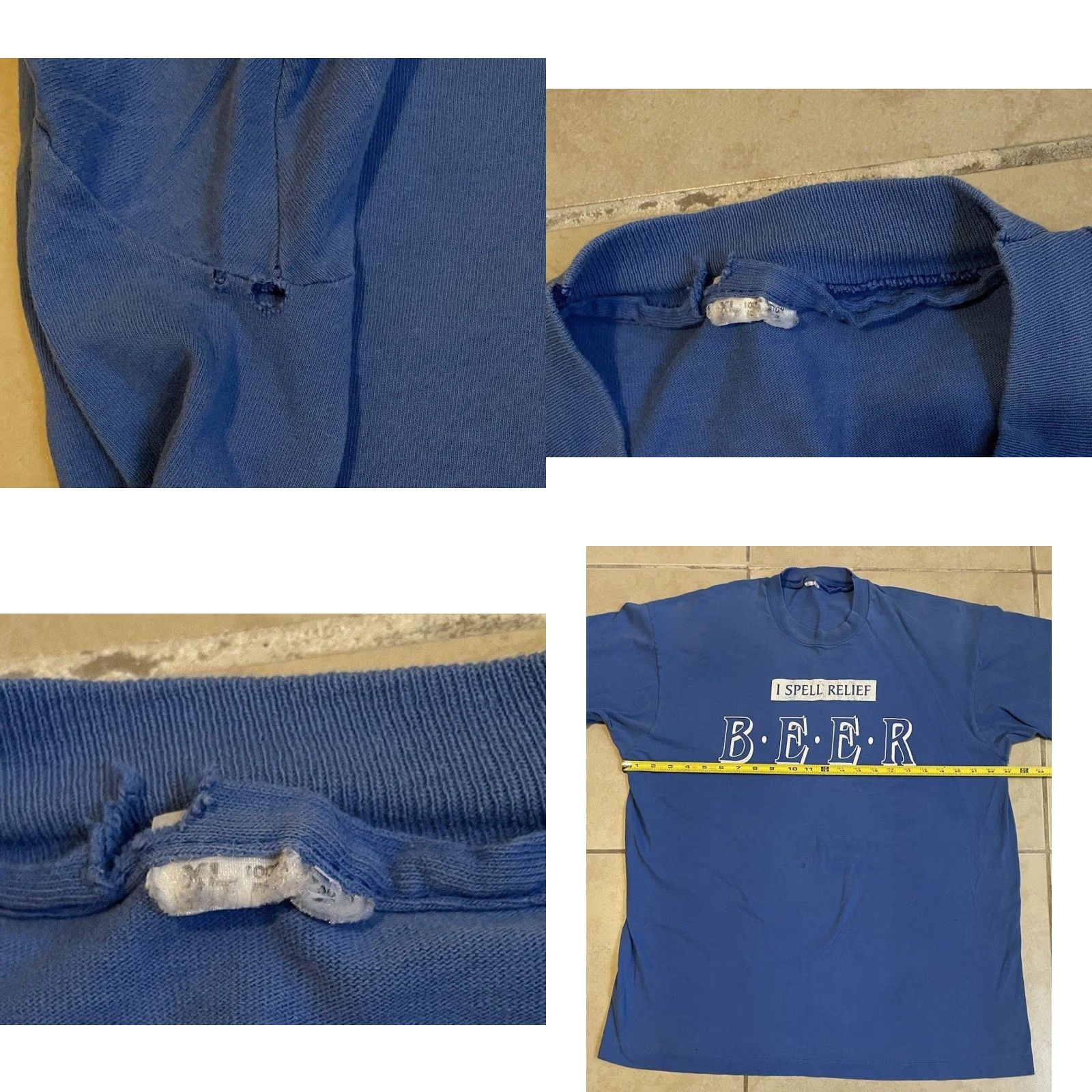 Vintage VINTAGE 90s Beer Is My Relief Faded Shirt XL USA Funny Joke Bar Drinking Grunge 80s Blue USA Shirt XL Funny Saying Graphic Tee Men Size US XL / EU 56 / 4 - 10 Thumbnail