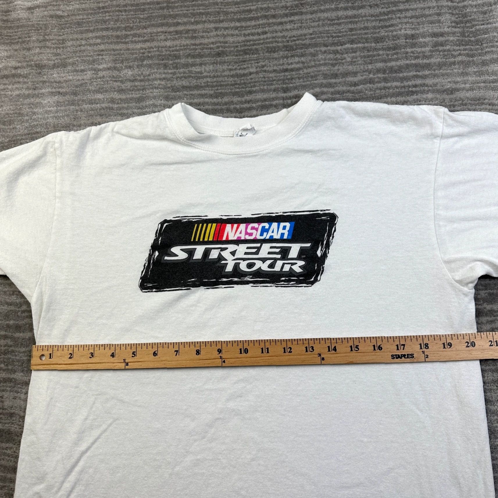 Anvil VINTAGE Nascar Street Tour Shirt Mens Large White Cotton Casual Racing Logo Adult Size US L / EU 52-54 / 3 - 7 Thumbnail
