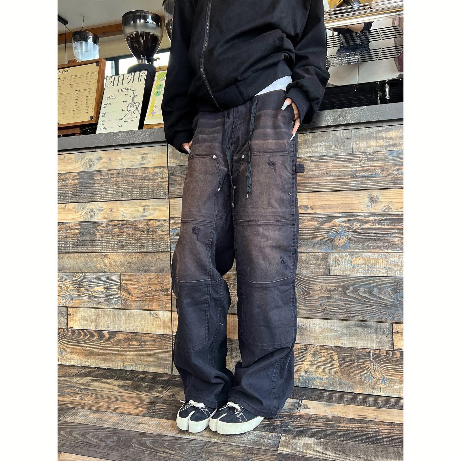 Vintage Bleached Carpenter Cargo Wide Leg Jeans Size 30" / US 8 / IT 44 - 1 Thumbnail
