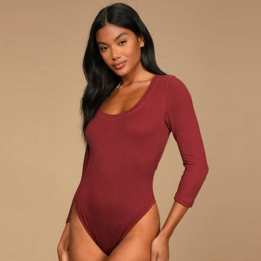 Free People NWT New $50 Free People Hi Hon Long Sleeve Rib Bodysuit Siz Size L / US 10 / IT 46 - 2 Thumbnail
