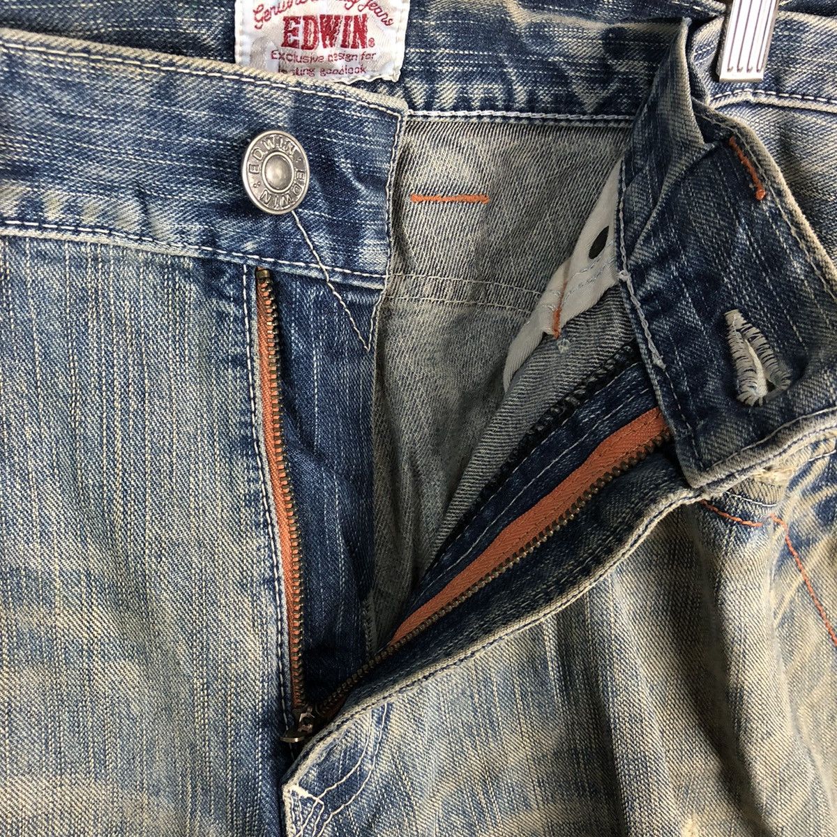 Edwin DLL Edwin Blue Distressed ripped Denim Pants #C239 Size US 35 - 15 Thumbnail