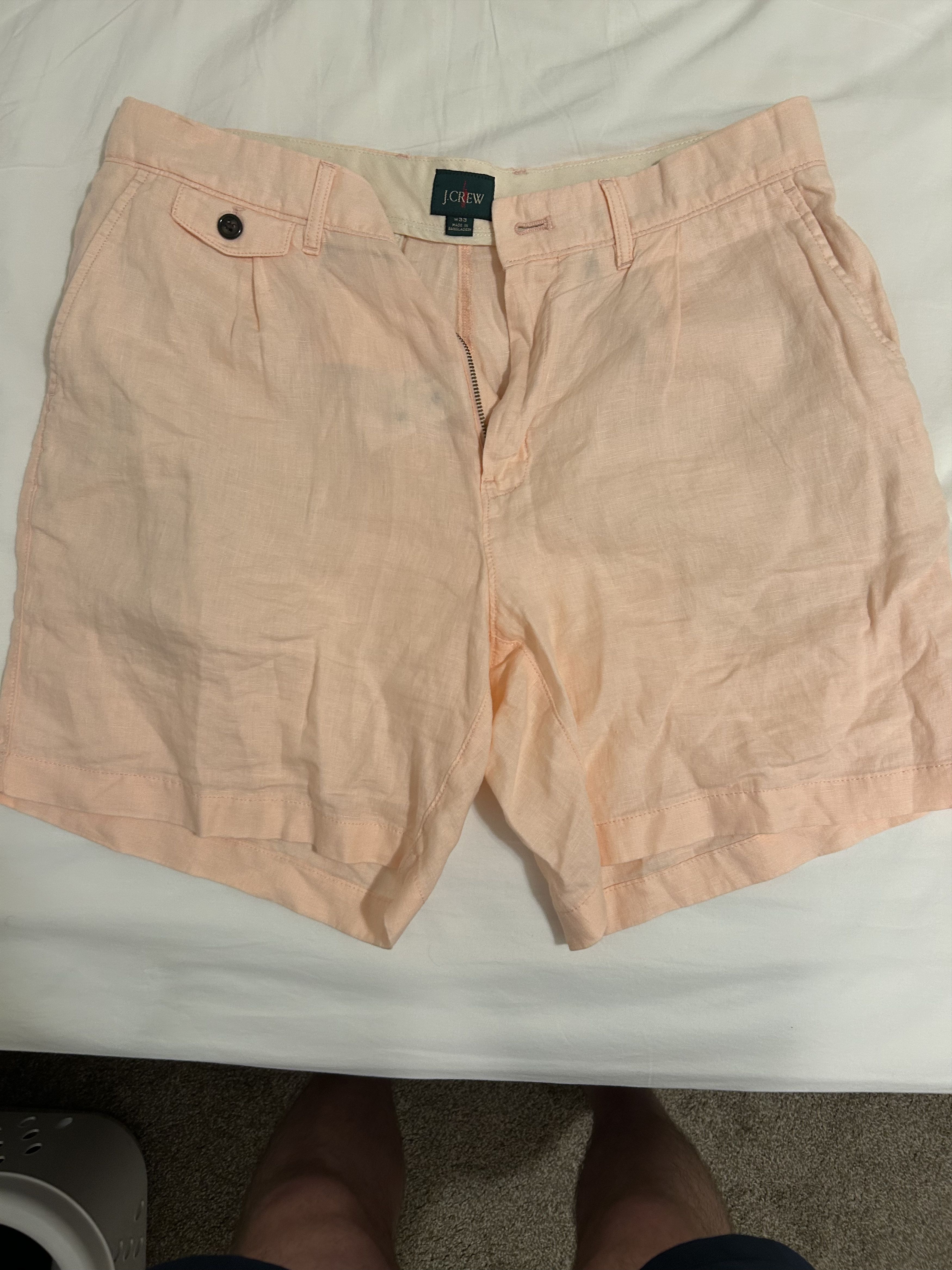 J.Crew J Crew Linen 7.5 Pink Linen Pleated Shorts Size US 33 - 2 Thumbnail