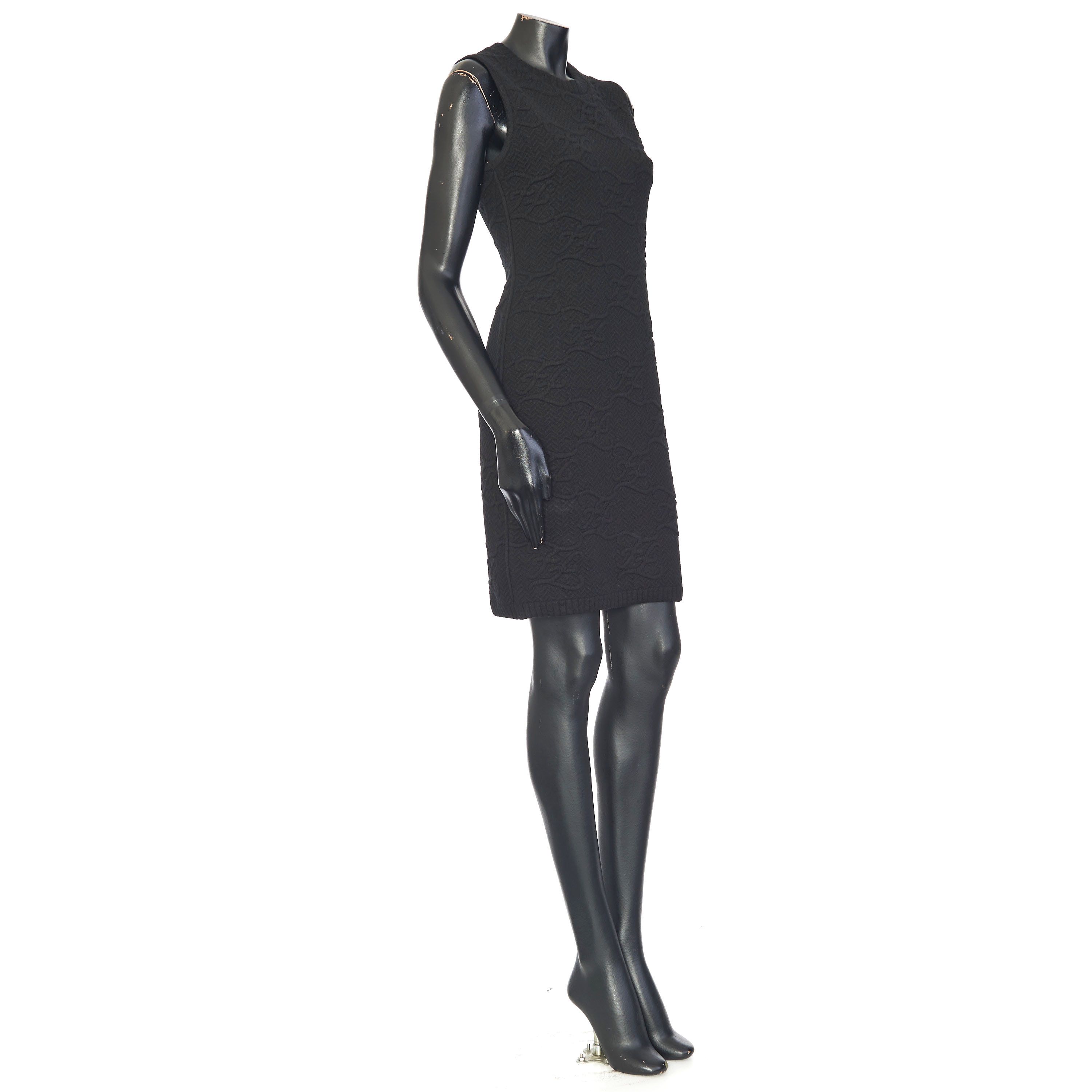 Fendi Black Sleeveless Dress With FF Karligraphy Motif Size S / US 4 / IT 40 - 3 Thumbnail