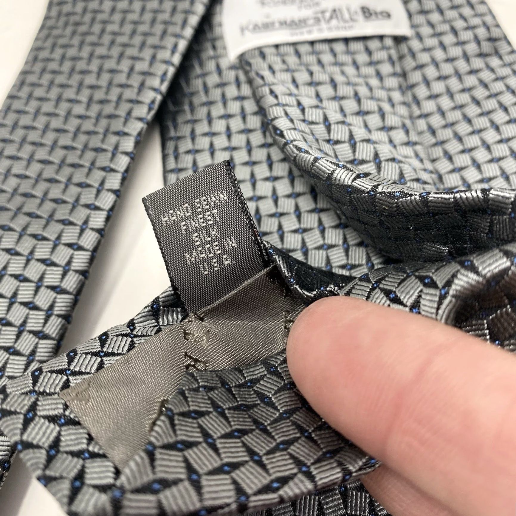Robert Talbott Robert Talbott Tie Silk Geometric Silver Gray Big & Tall Hand Sewn USA Made Size ONE SIZE - 6 Thumbnail