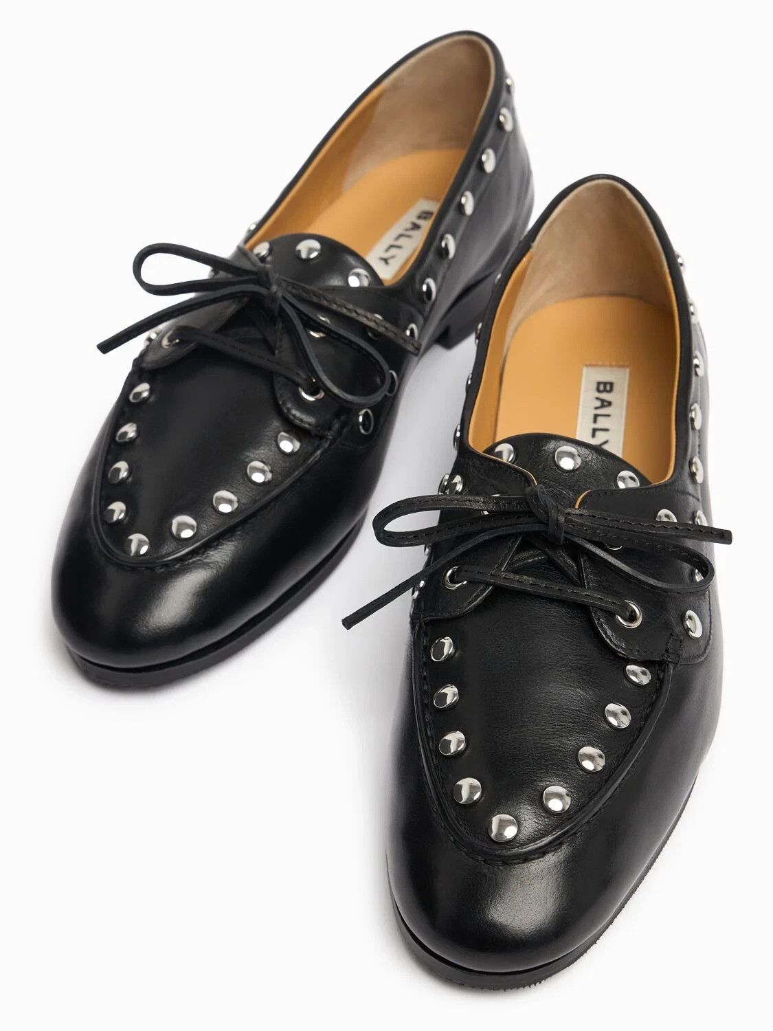 Bally BALLY Pathy Black Studded Leather Plume Loafers N/A Size US 7 / IT 37 - 2 Thumbnail