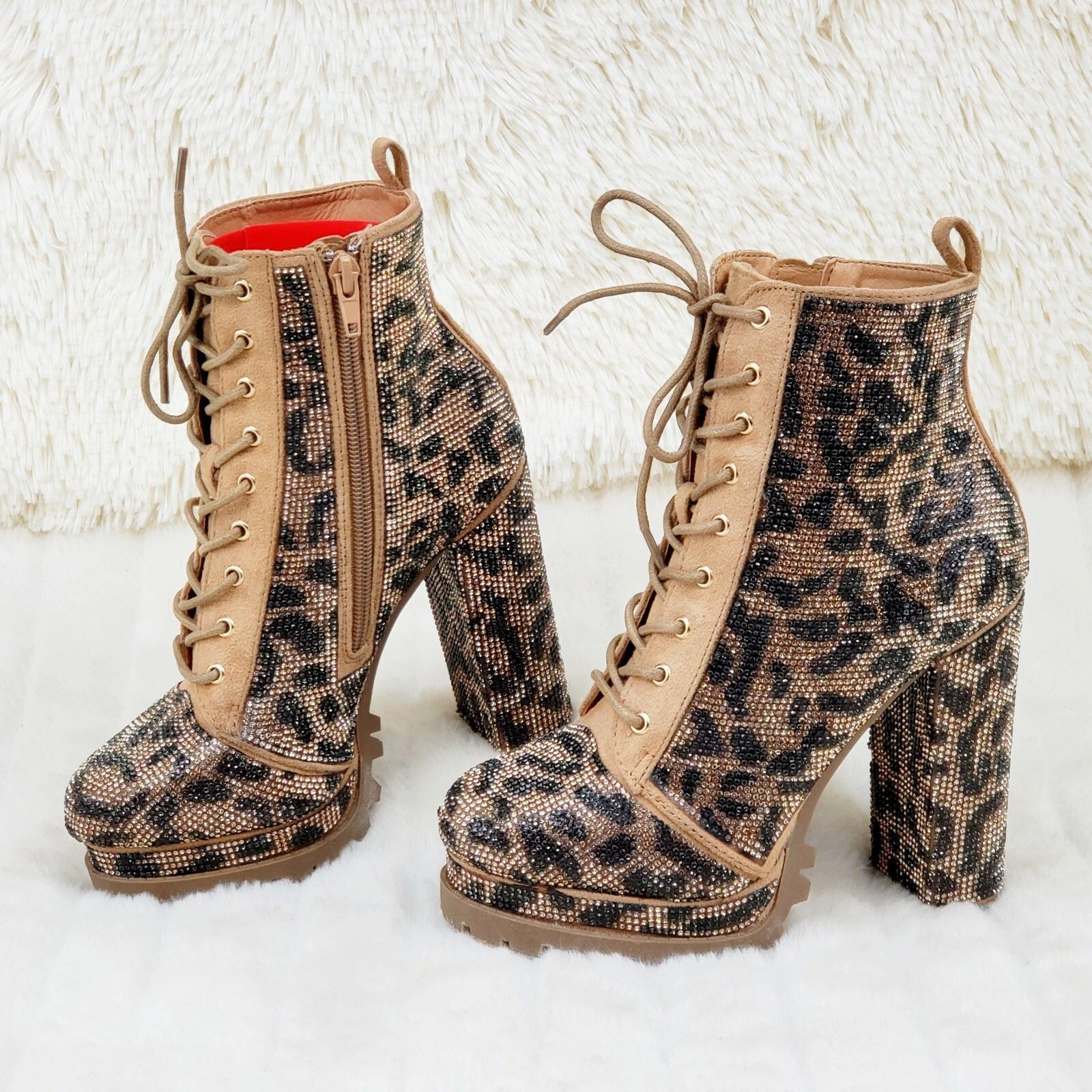 Other Wild Diva Vivian 15 Leopard Rhinestone High Heel Platform A Size US 8 / IT 38 - 4 Thumbnail