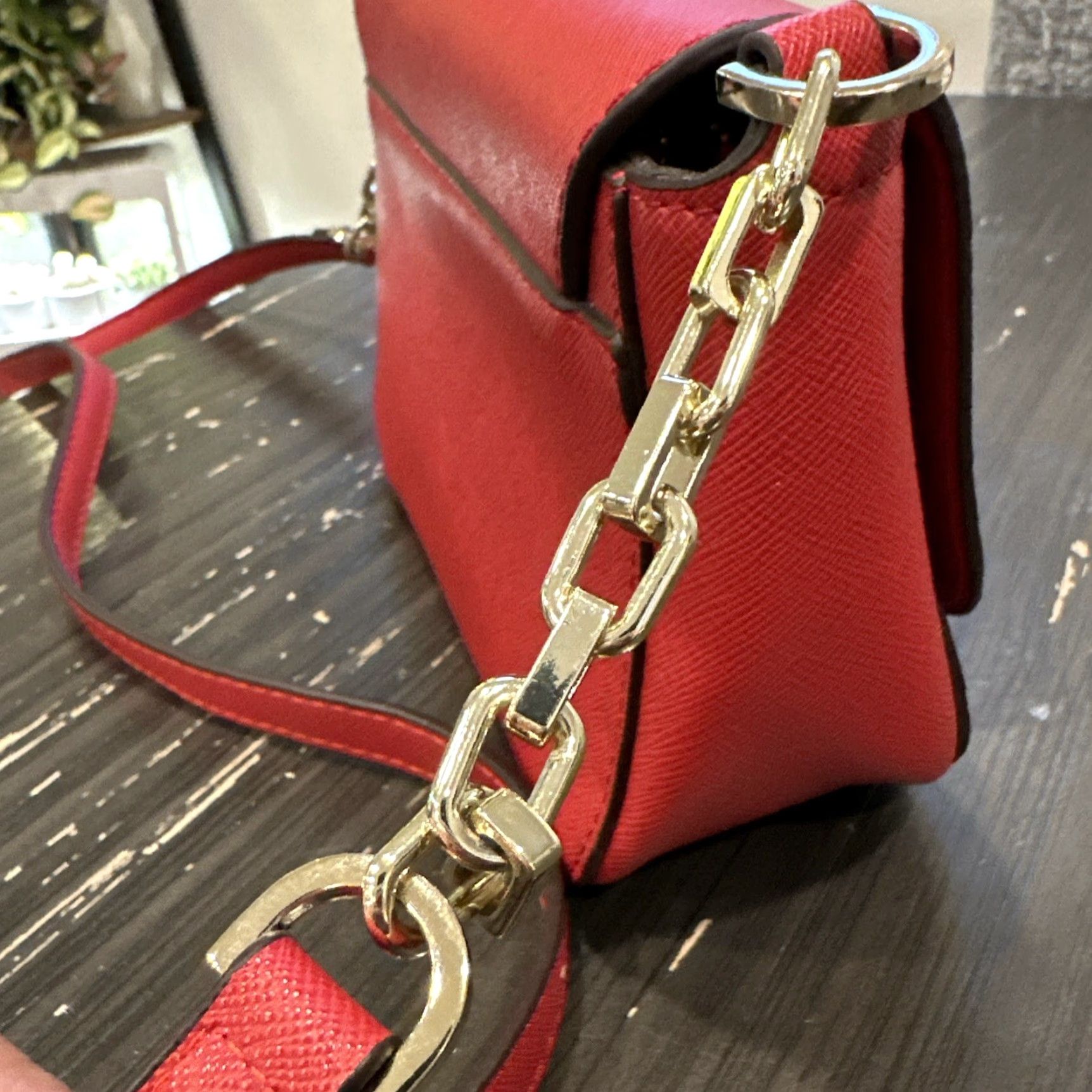 Michael Kors Michael Kors Ellis MD Flap Messenger Purse Crossbody Leather Mandarin Red Women Size ONE SIZE - 3 Thumbnail