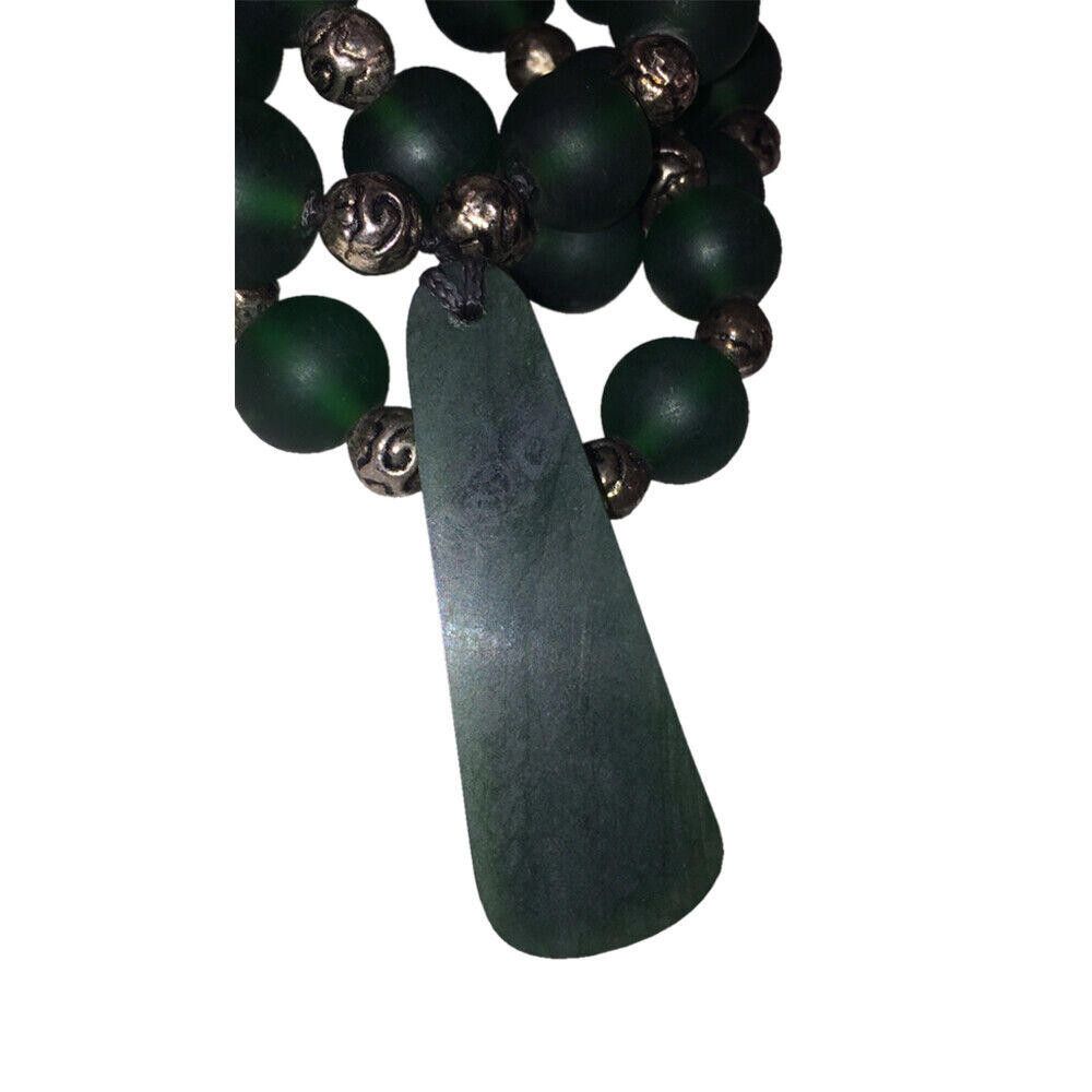 Designer African Green Trade Bead and Jade Pendant Necklace Size ONE SIZE - 6 Thumbnail
