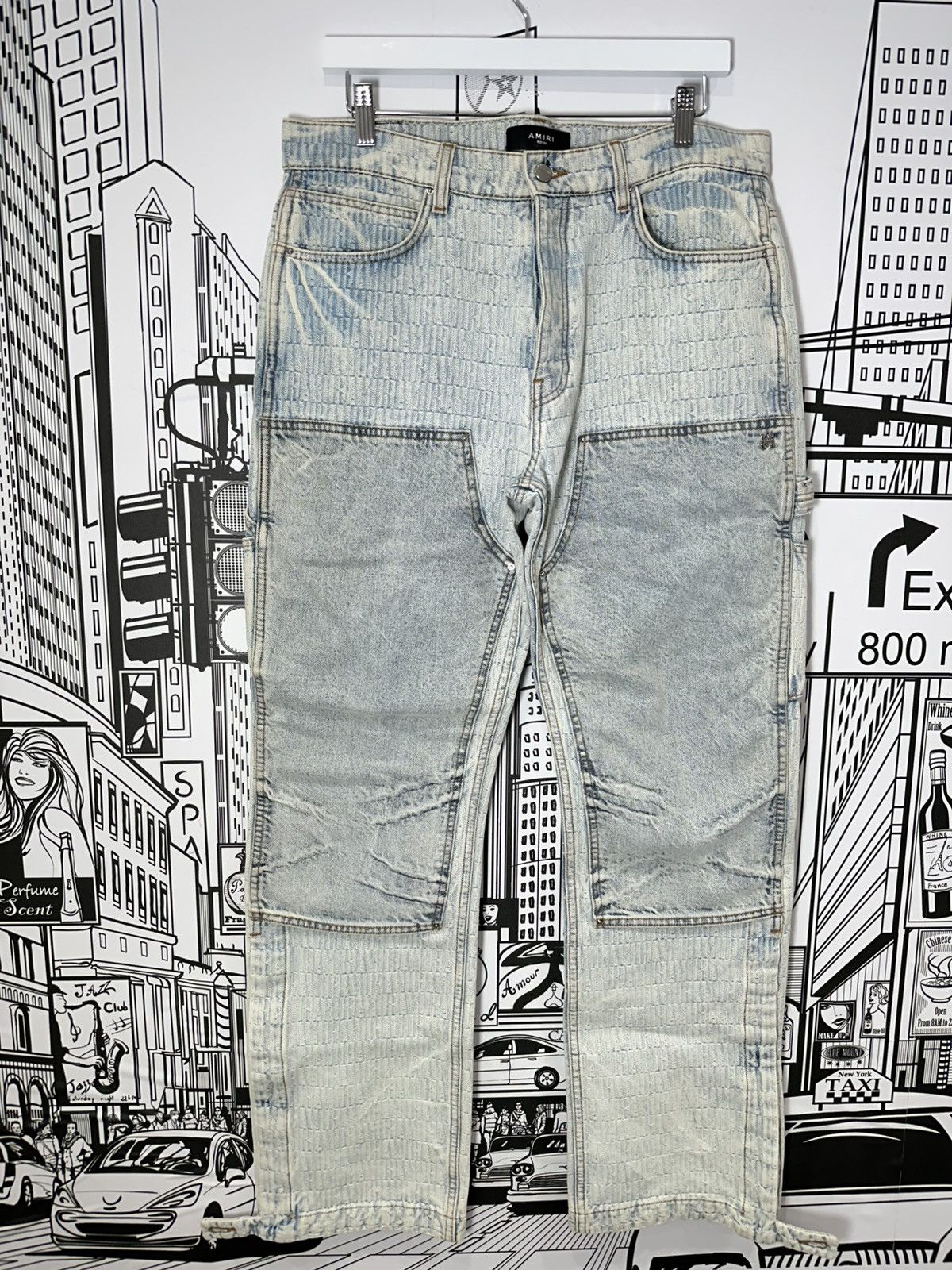 Amiri Amiri Jacquard Logo Carpenter Pants Light Indigo Size 32 Size US 34 / EU 50 - 1 Thumbnail