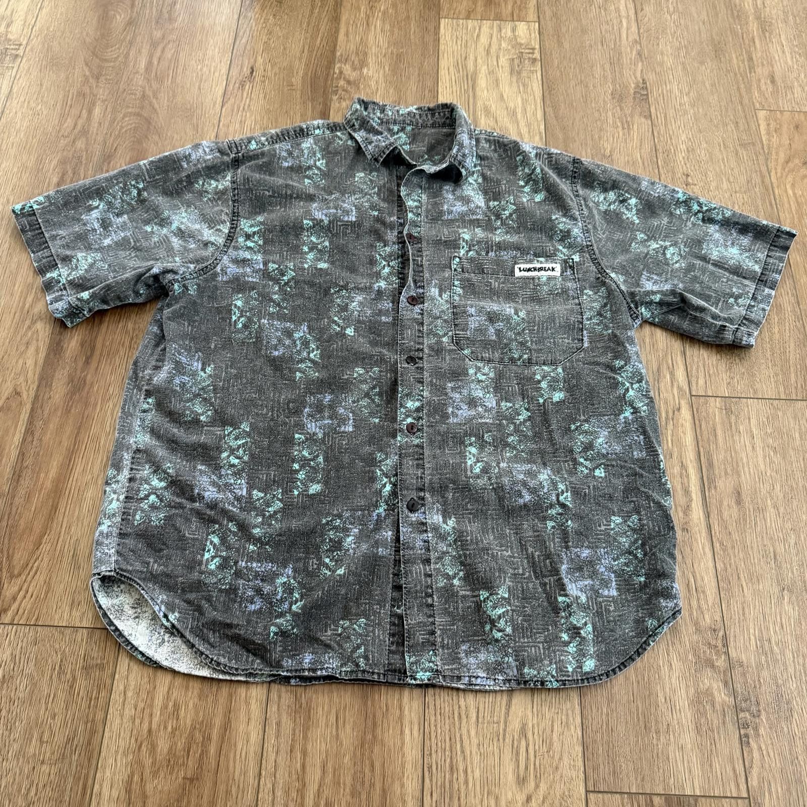 Other Vintage 90s Geometric Art Button Shirt Lunch Break AOP Size US L / EU 52-54 / 3 - 1 Thumbnail