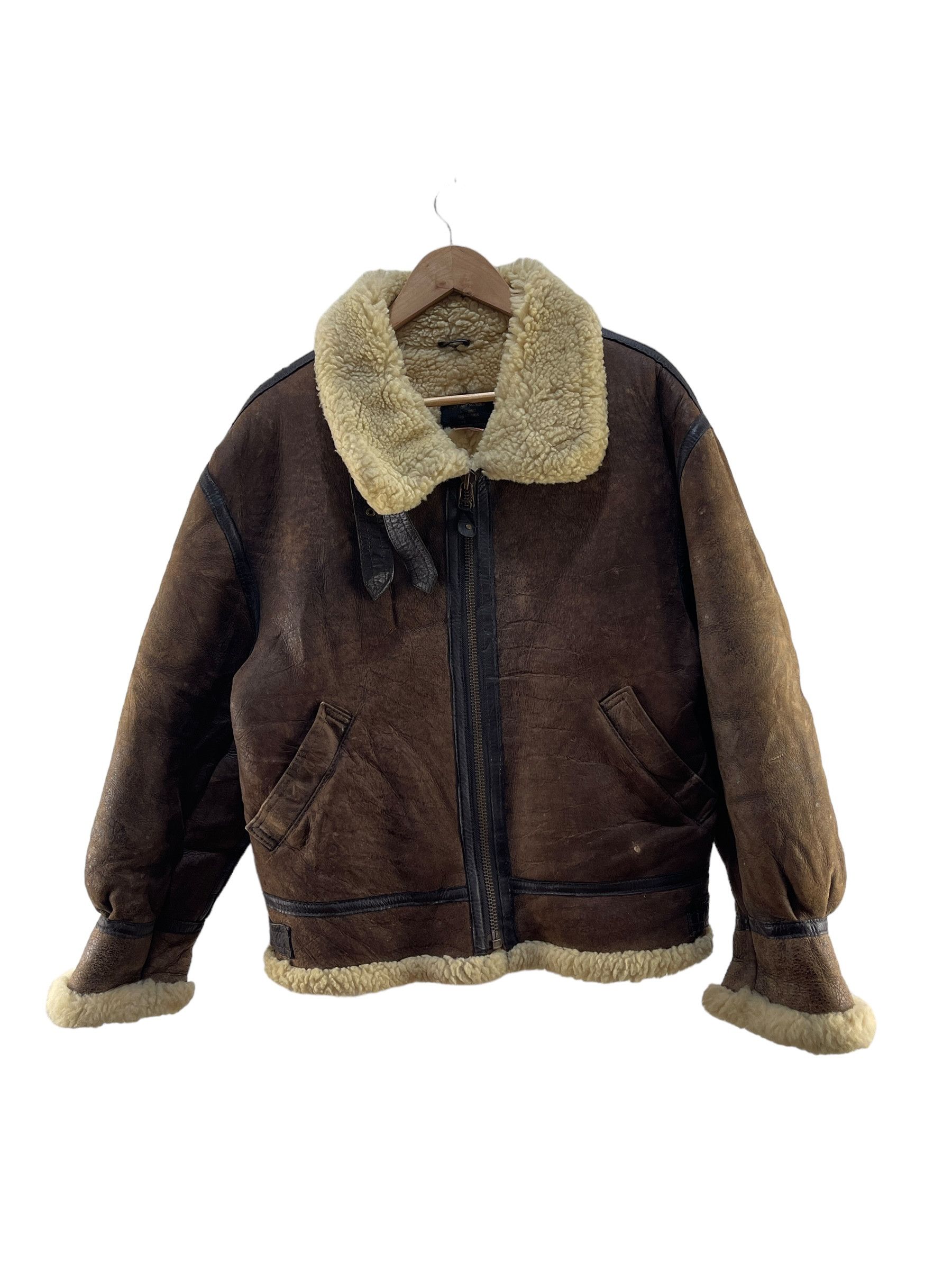 Vintage US Army Air Force Type B 3 Sheep Skin Leather Jacket