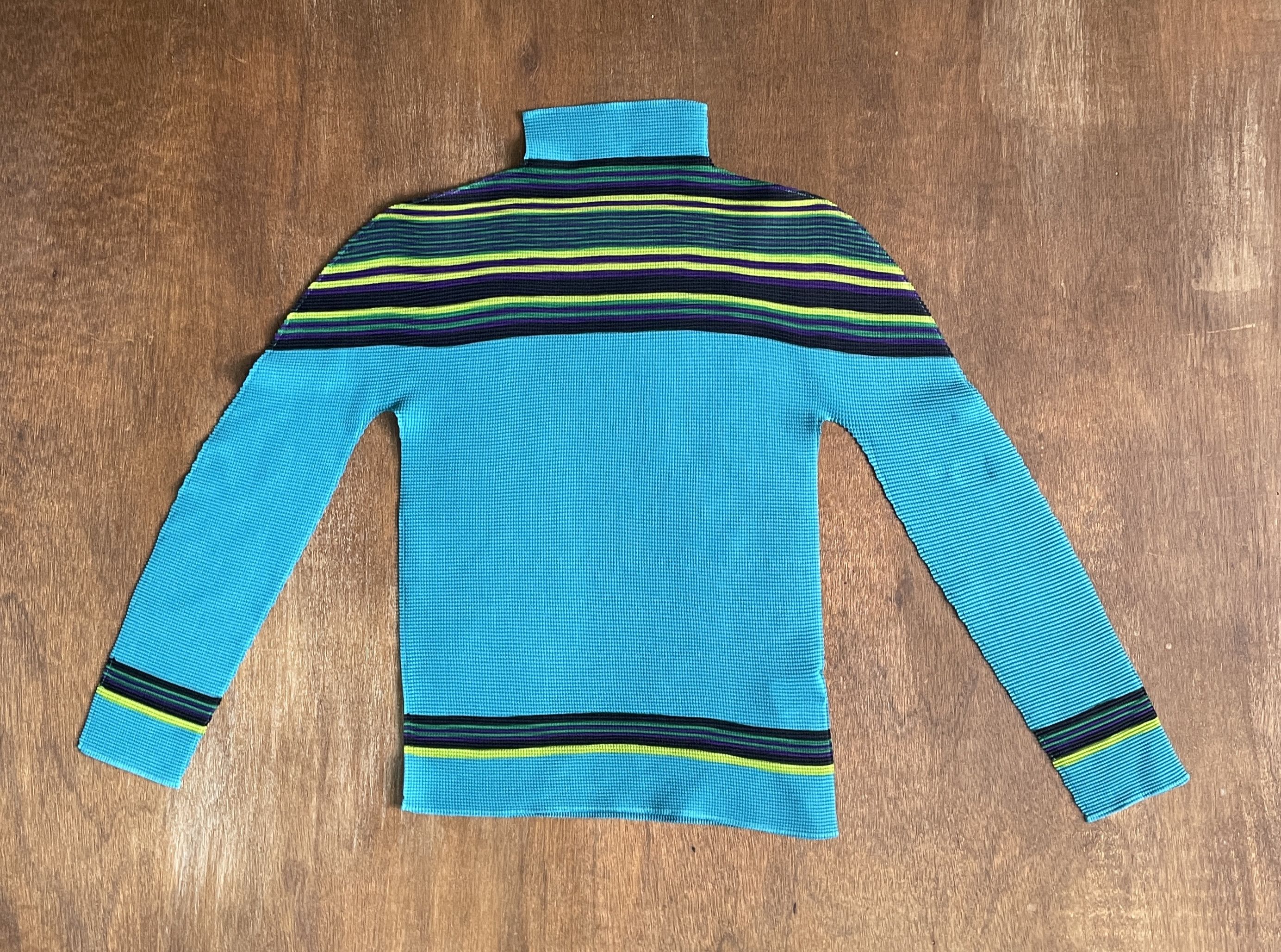 Issey Miyake ISSEY MIYAKE ME Turquoise Turtle Neck Size US XXS / EU 40 - 1 Thumbnail