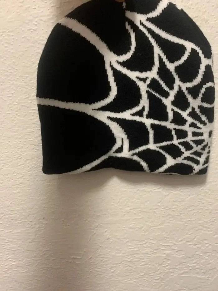 Japanese Brand Y2K Spider Web Beanie Black Size ONE SIZE - 2 Thumbnail