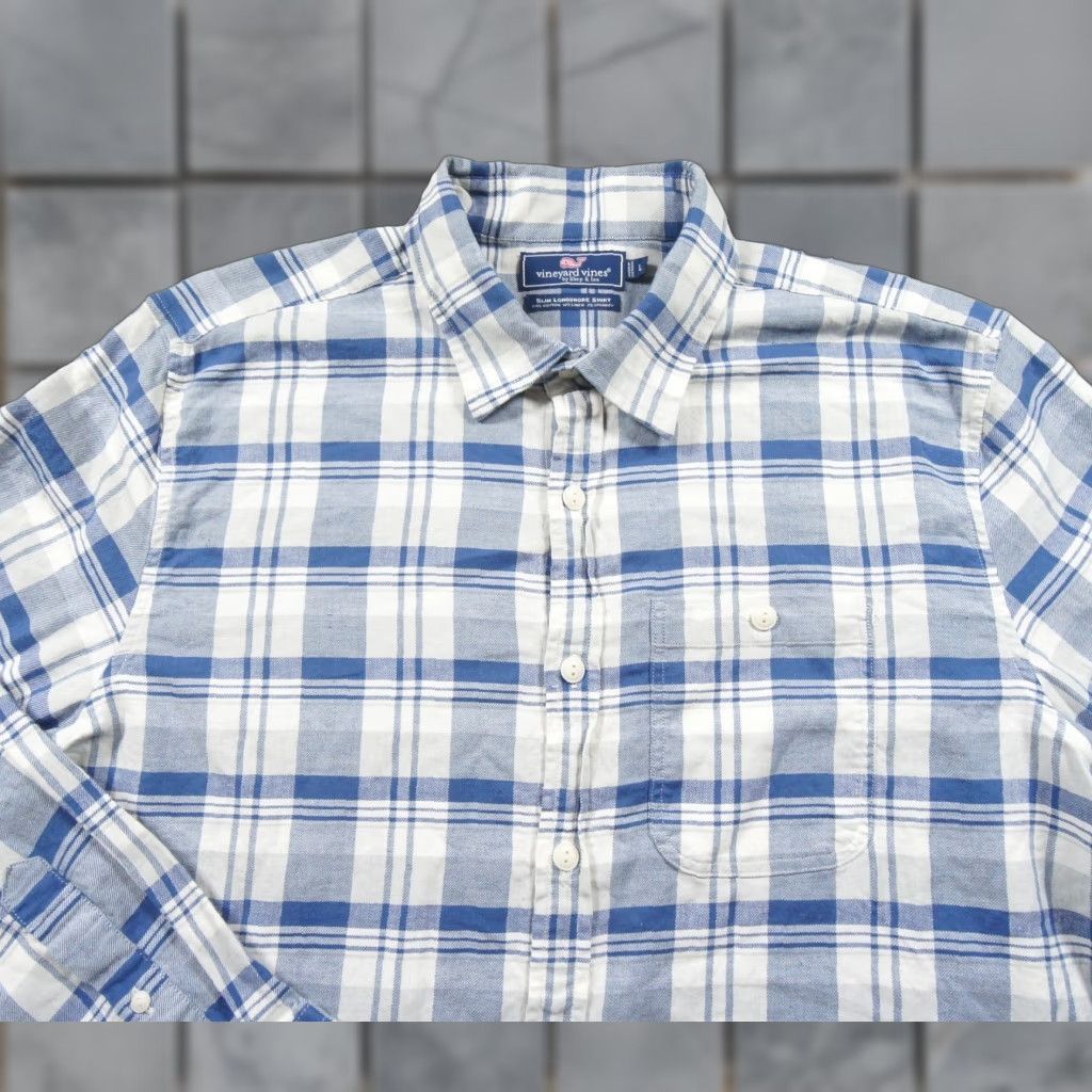 Vineyard Vines Vineyard Vines Shirts Mens Large Blue Button-Down Slim Longshore Stretch Plaid Shirts Size US L / EU 52-54 / 3 - 1 Thumbnail