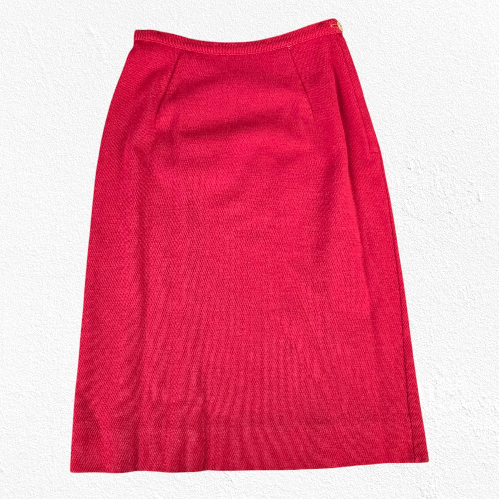 Vintage 50s Vintage Red Double Breasted Blazer Skirt Wool Set Size 2 Size XS / US 0-2 / IT 36-38 - 11 Thumbnail