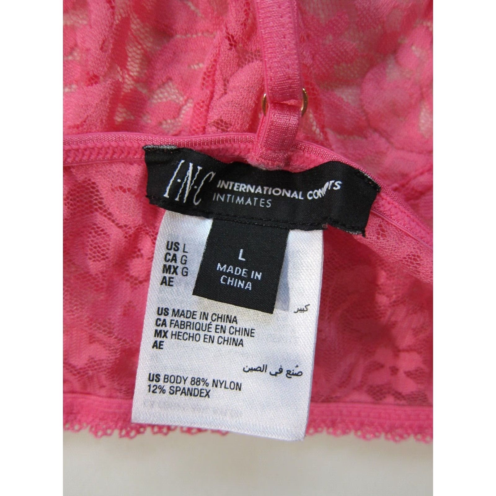 Vintage INC International Concepts Pink Lace Spaghetti Strap Bralette Bra Women Large Size ONE SIZE - 3 Thumbnail