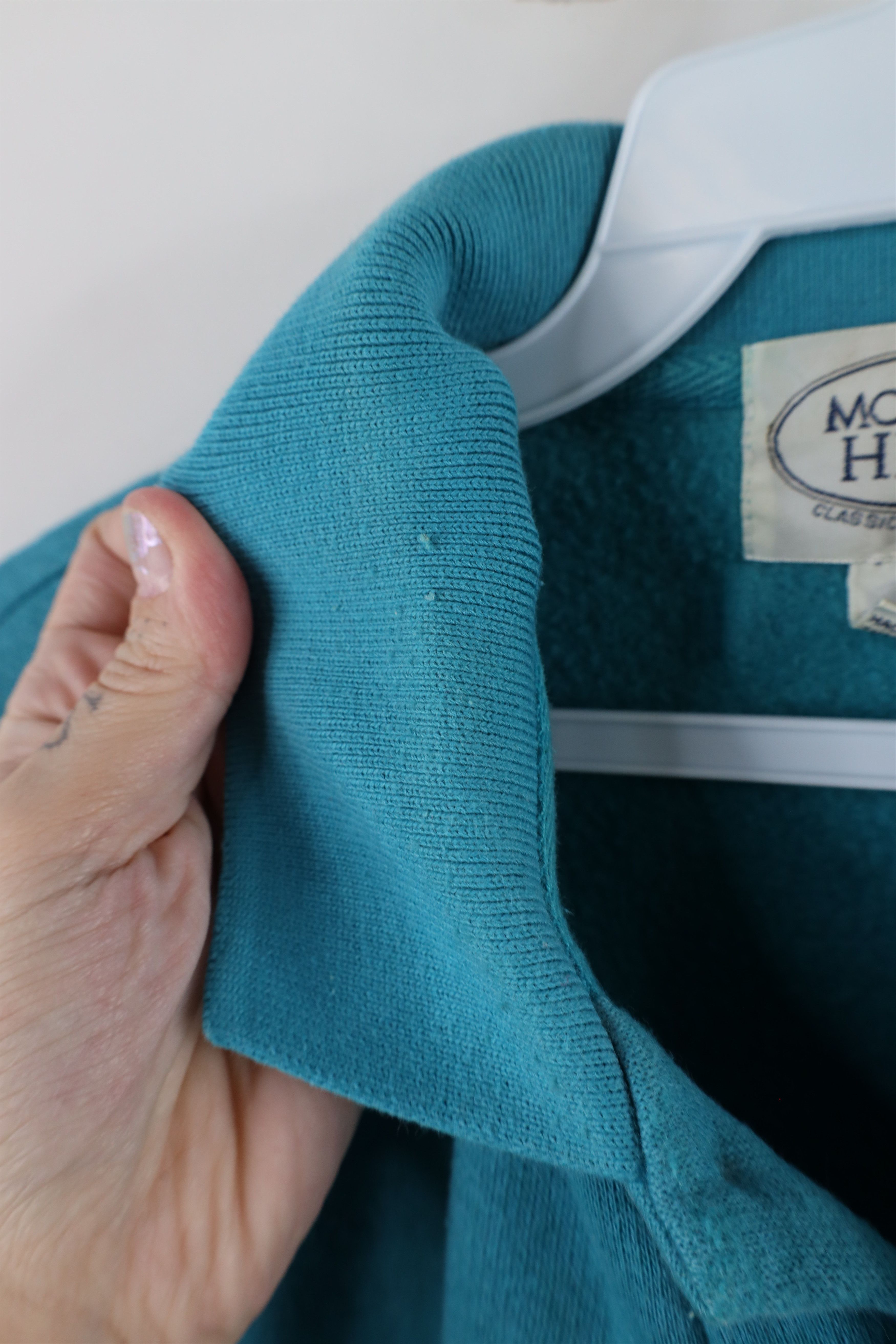 Vintage Vintage 90s Streetwear Boxy Fit Collared Sweatshirt Teal Size US L / EU 52-54 / 3 - 6 Thumbnail
