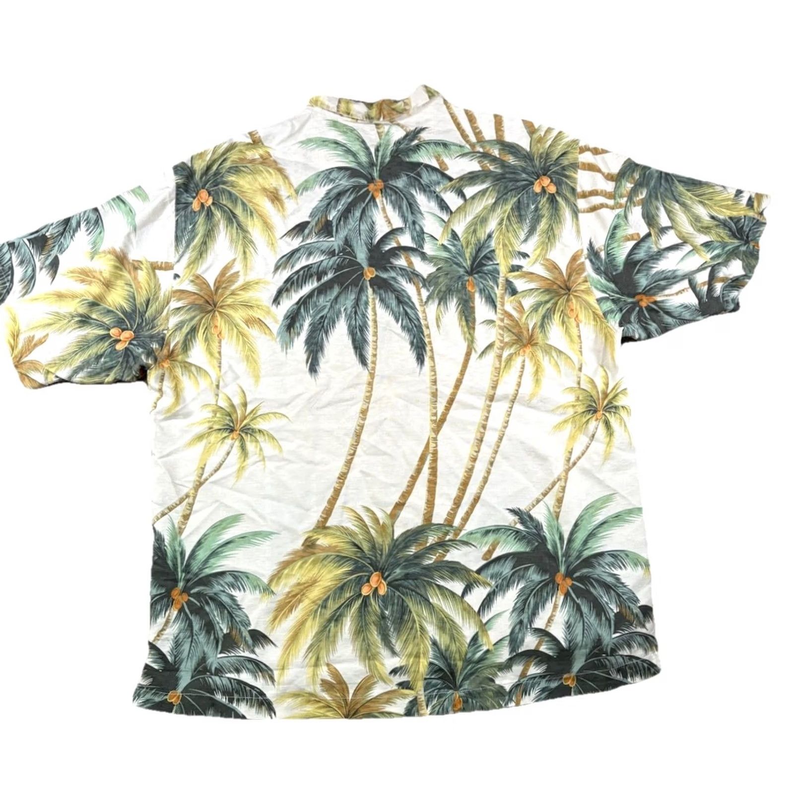 Tommy Bahama VINTAGE Tommy Bahama Shirt Mens Large 100% Silk Palm Tree Hawaiian Loop Collar Shirt Short Sleeve Beige Floral Size US L / EU 52-54 / 3 - 8 Thumbnail