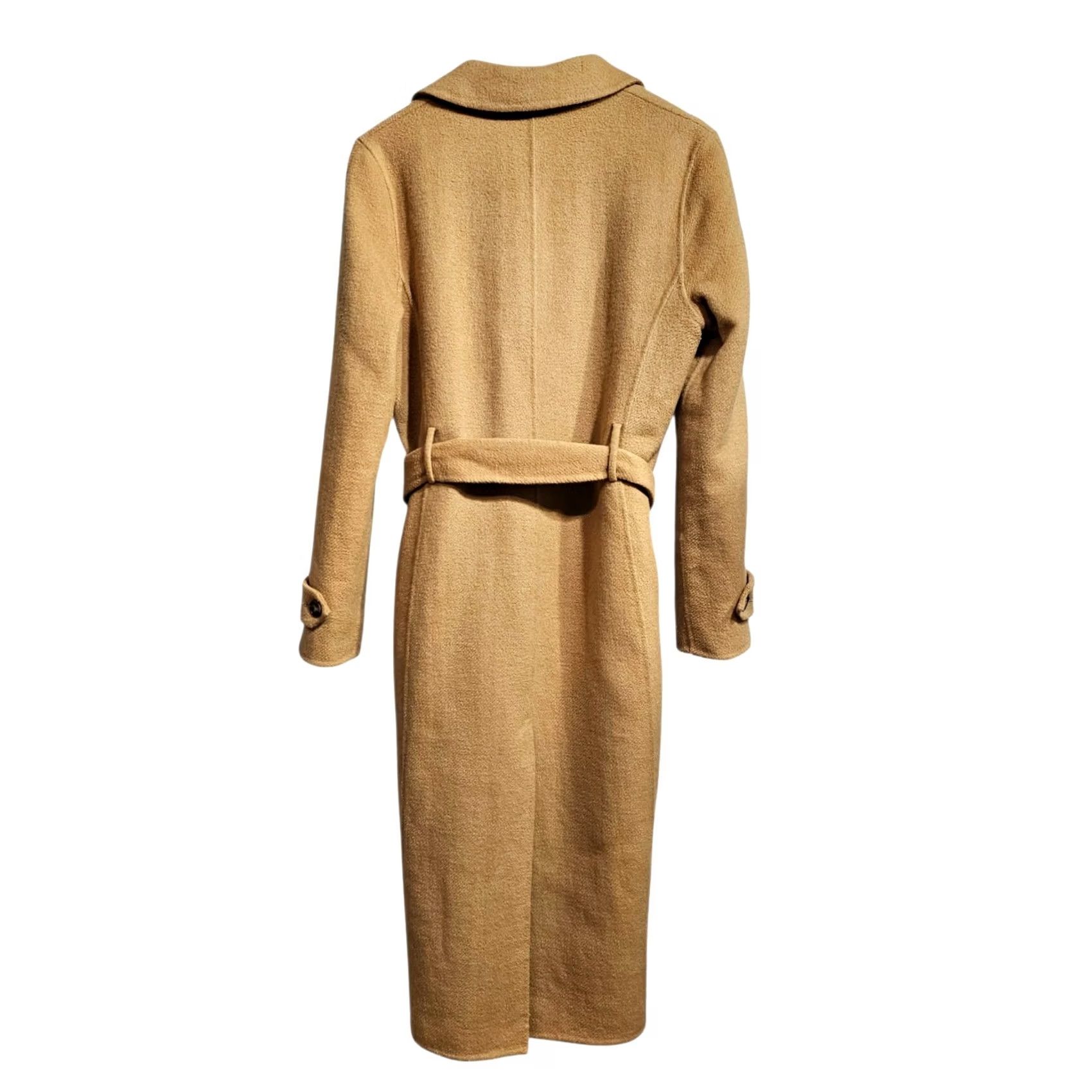 Reiss VINTAGE Reiss Coat Beige 8 UK Long Wool Blend Belted Pockets Women Size M / US 6-8 / IT 42-44 - 5 Thumbnail