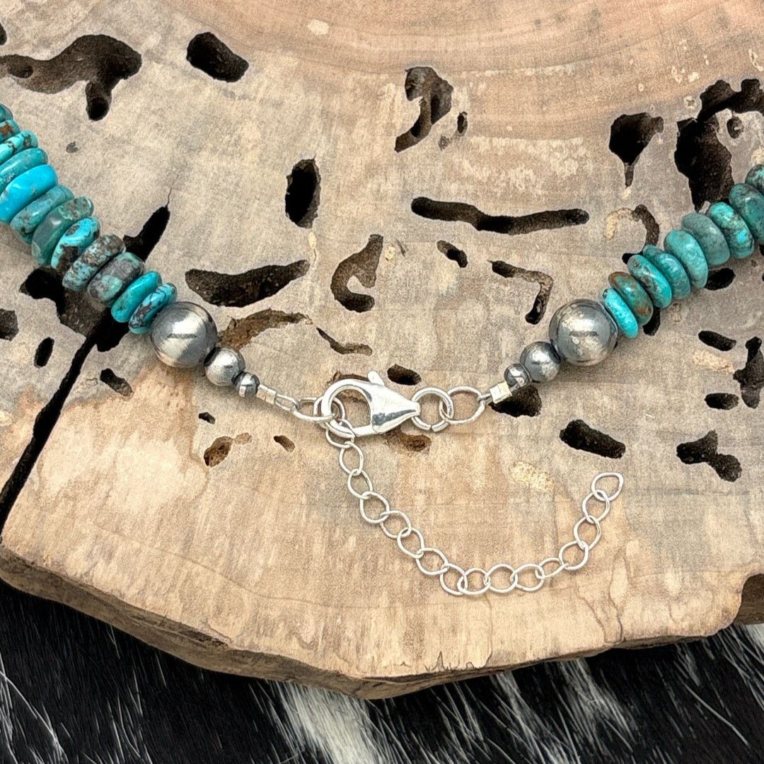 Native 1990s NATIVE AMERICAN Sterling Turquoise Graduated Necklace Size ONE SIZE - 2 Thumbnail
