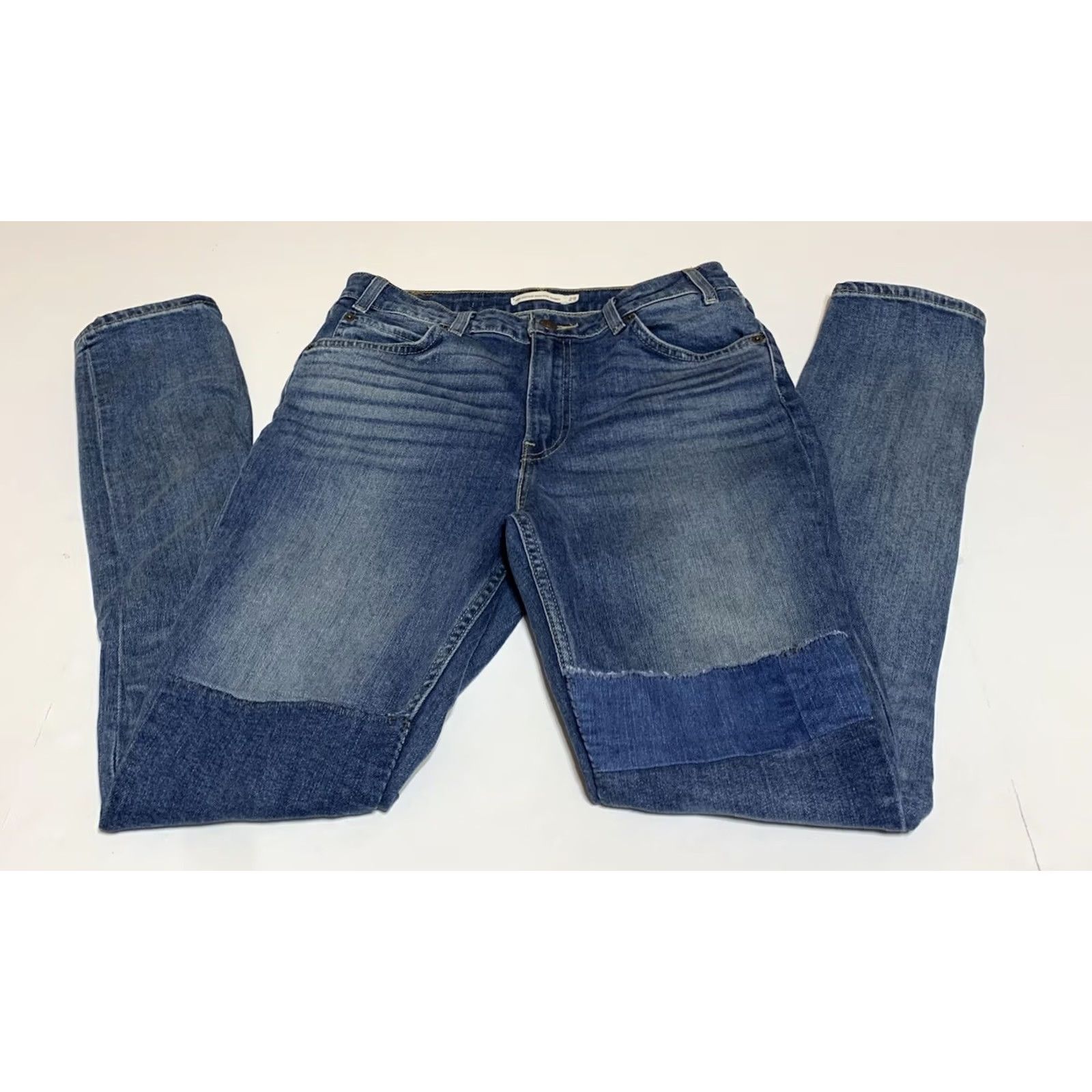 Levi's VINTAGE Levi’s 721 Skinny Patchwork Jean Womens 29x31 Blue Regular Stretch Pockets Denim Decade Classic Size 29" - 2 Thumbnail
