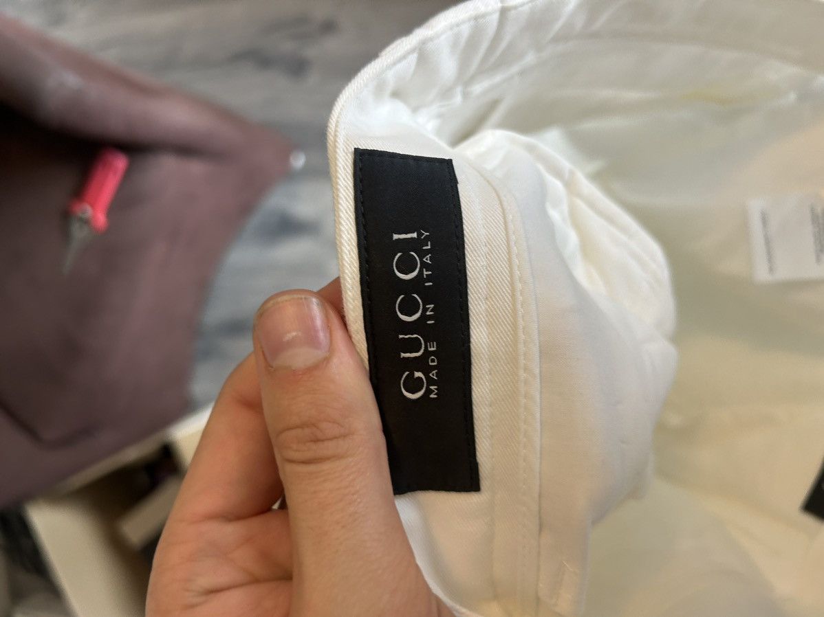 Gucci White Slim Fit Pants - Cotton Blend with Subtle Logo Detail Size US 30 / EU 46 - 18 Thumbnail