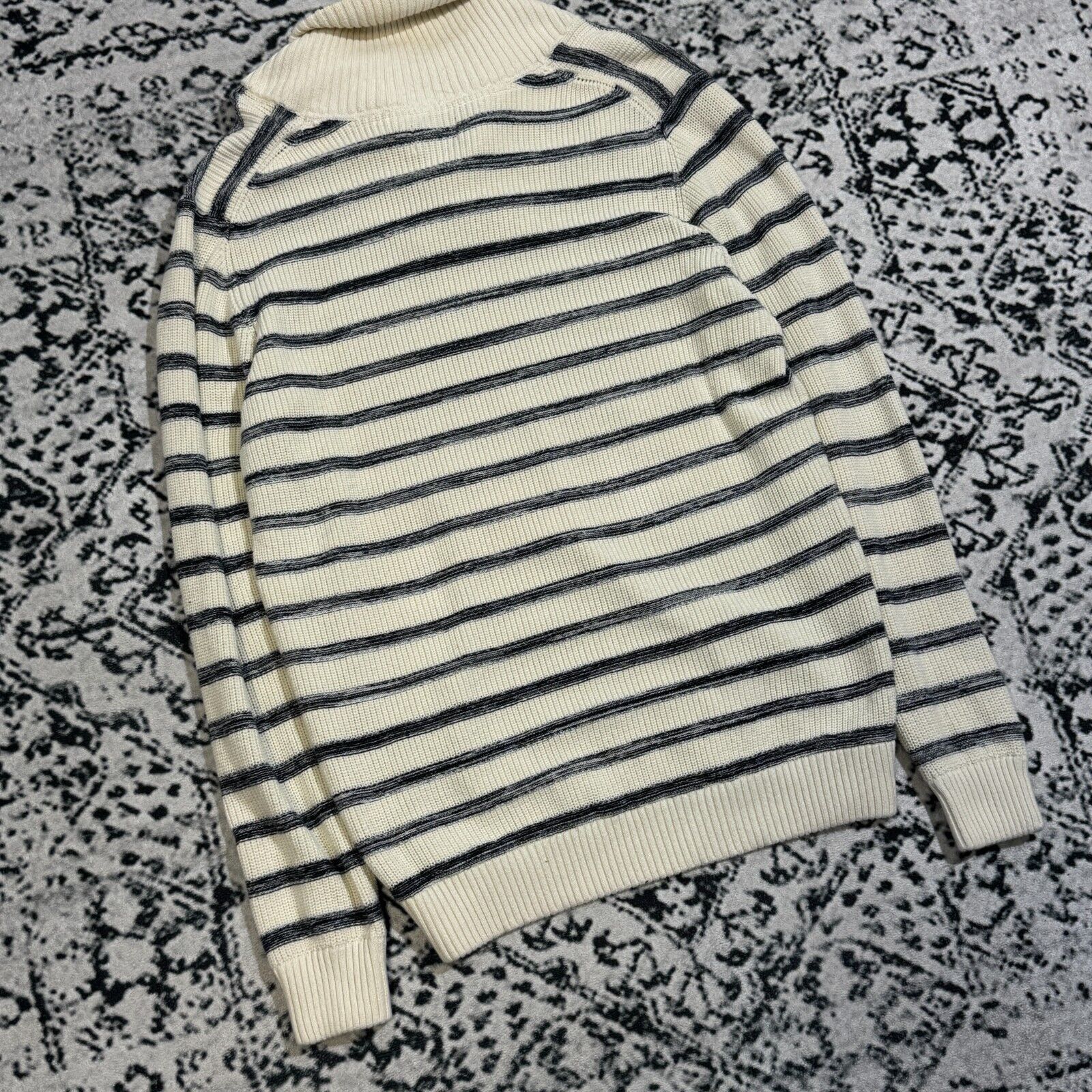 Vintage Vintage Dobber Unisex White Gray Striped Turtleneck Size XL Size US XL / EU 56 / 4 - 10 Thumbnail